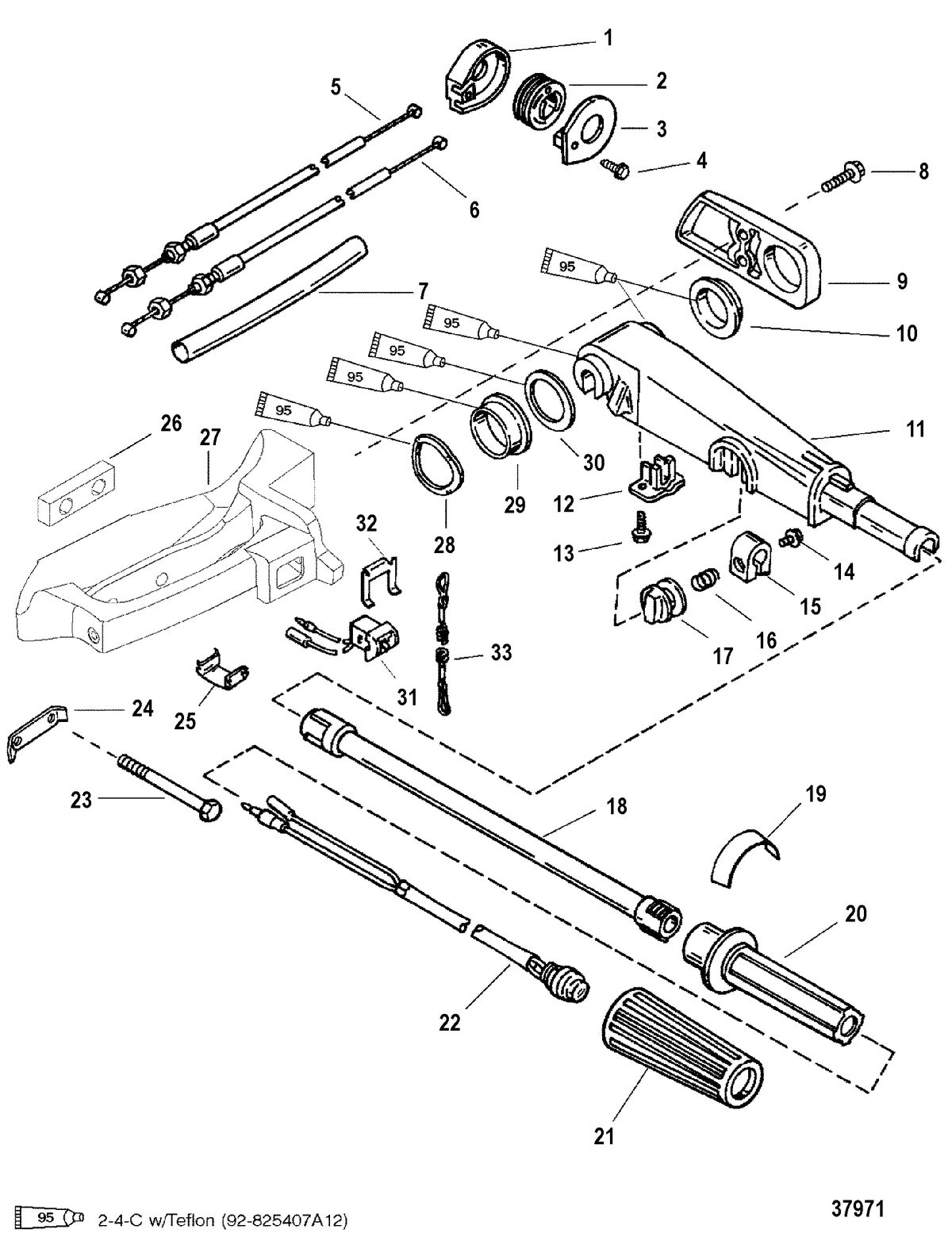 MERCURY/MARINER 40/50 H.P. JET 30 (3 CYL.) TILLER HANDLE