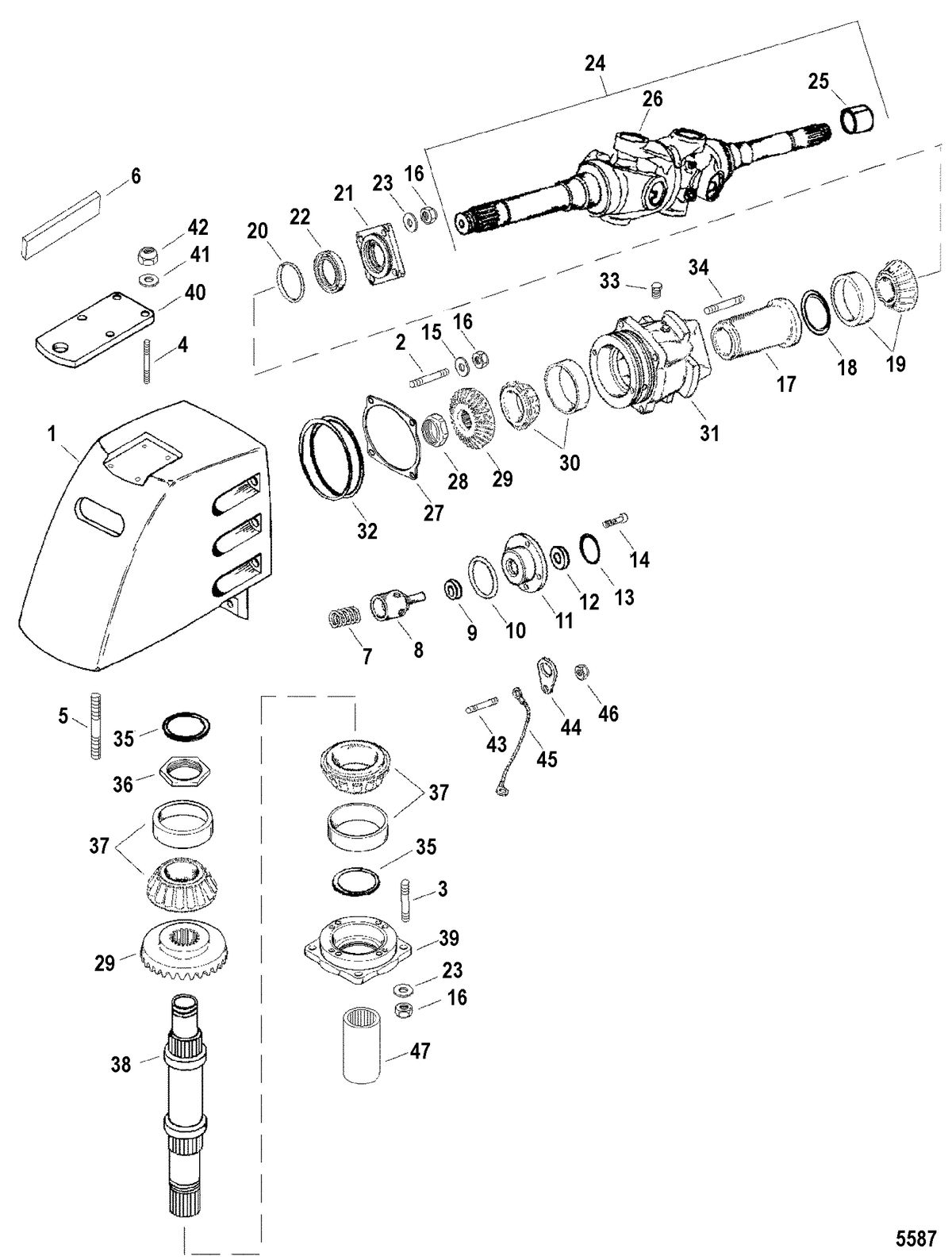 RACE STERNDRIVE SSM/DRY SUMP DRIVES AND TRANSOMS U Joint Housing Assembly(SSM Seven)