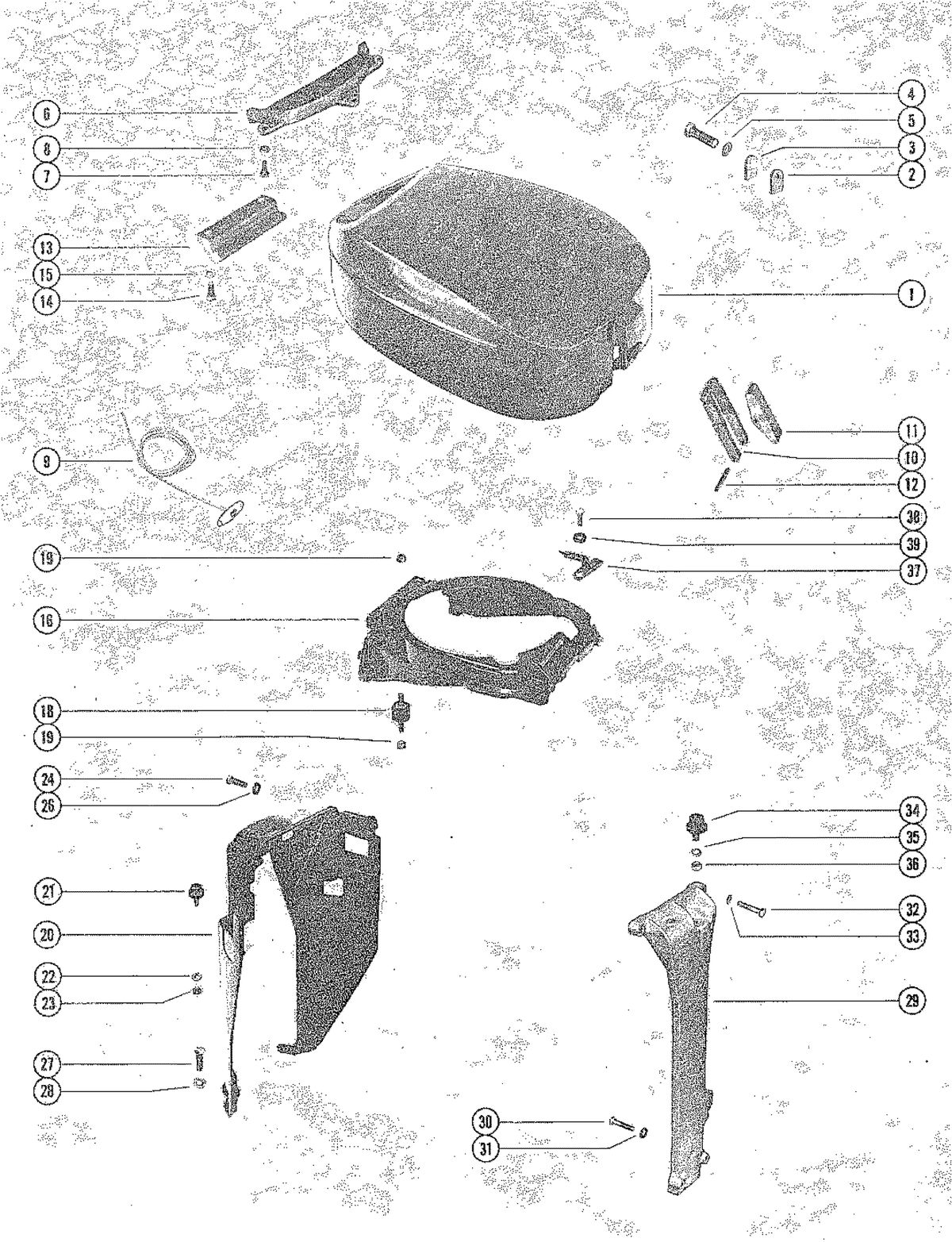 MARINER 115 HORSEPOWER TOP COWL AND SUPPORT BRACKETS