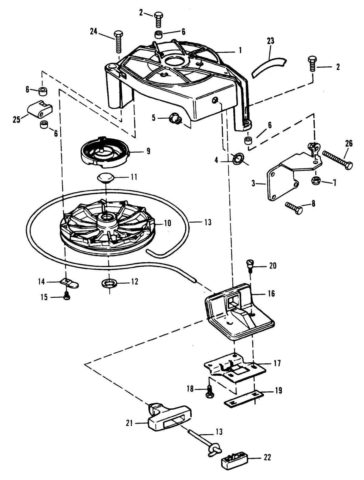 SEARS GAMEFISHER 9.9 H.P. STARTER ASSEMBLY