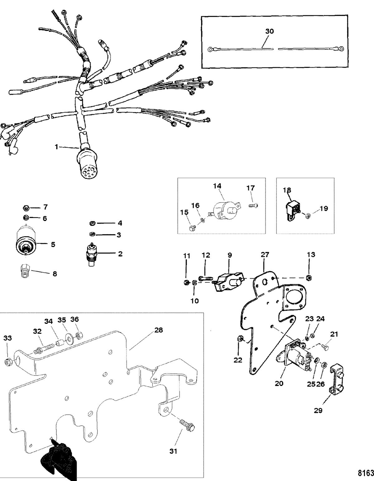 MERCRUISER 3.0L/LX ALPHA ONE Wiring Harness and Electrical Components