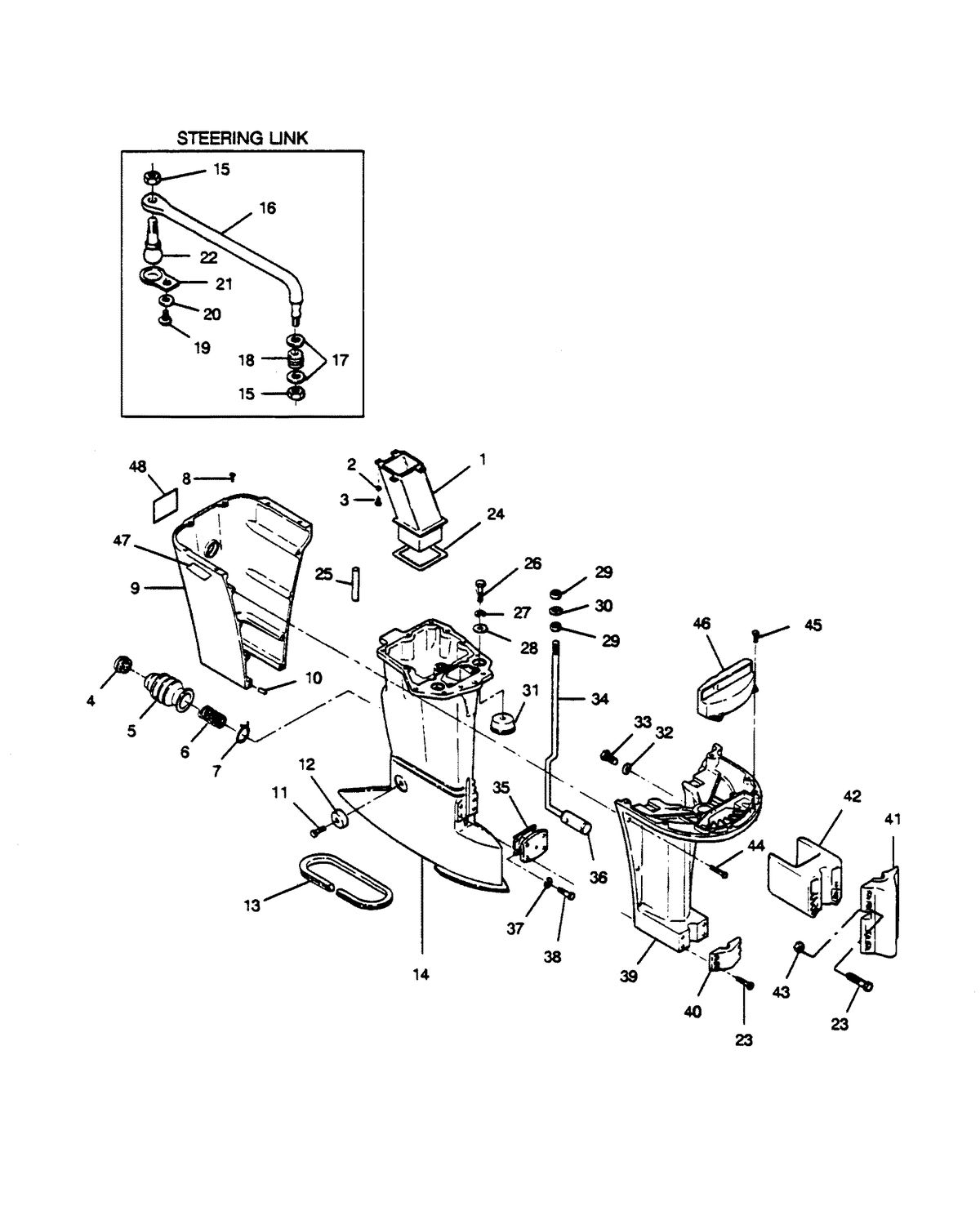 FORCE FORCE 1989 125 HP "A" MODELS MOTOR LEG
