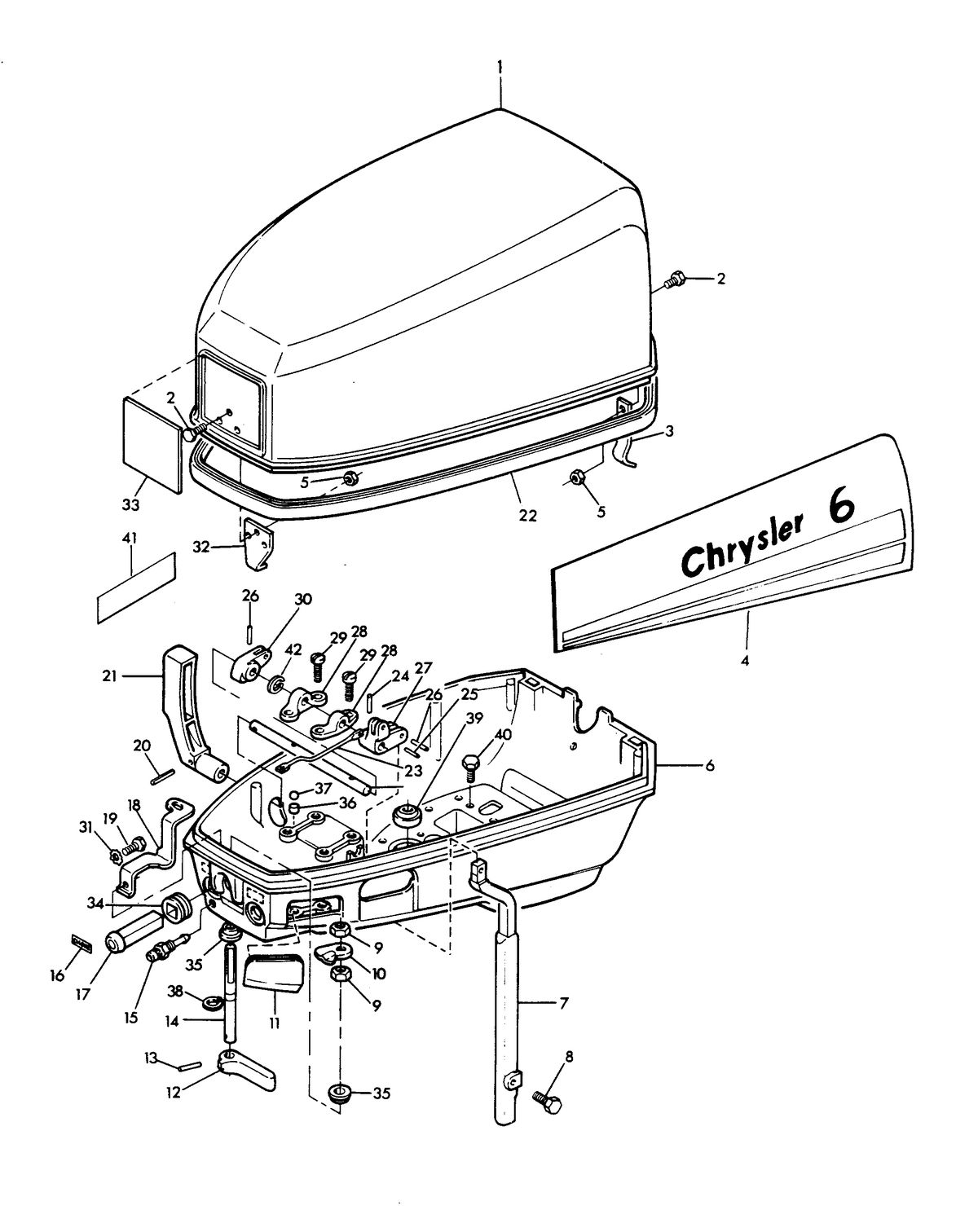 CHRYSLER 6 H.P. SPECIAL ENGINE COVER AND SUPPORT PLATE