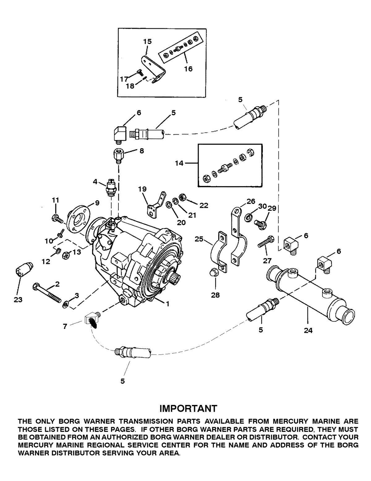 MERCRUISER MIE 7.4L HURTH/BORG WARNER (GEN IV) TRANSMISSION AND RELATED PARTS (BORG WARNER 72)