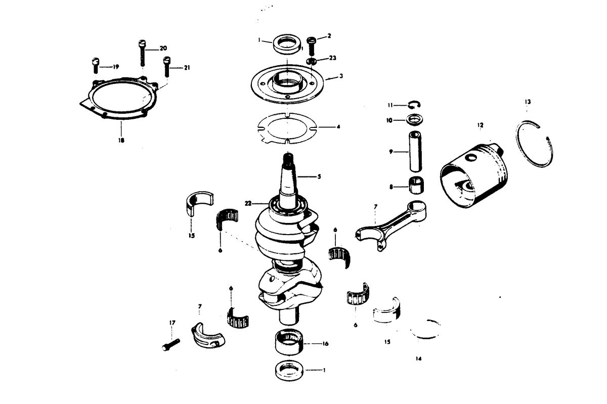 CHRYSLER 45 H.P. CRANKSHAFT AND PISTON GROUP