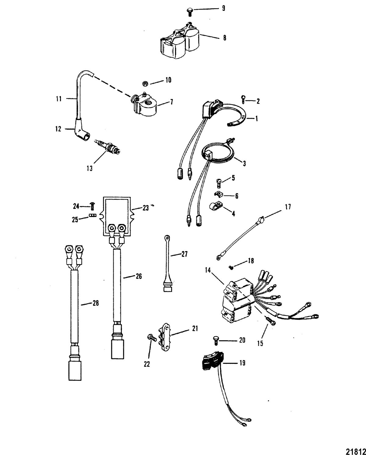 MERCURY/MARINER 20 H.P /25 H.P. SEA PRO /MARATHON 25 SUPER 15 Ignition/Electrical Components