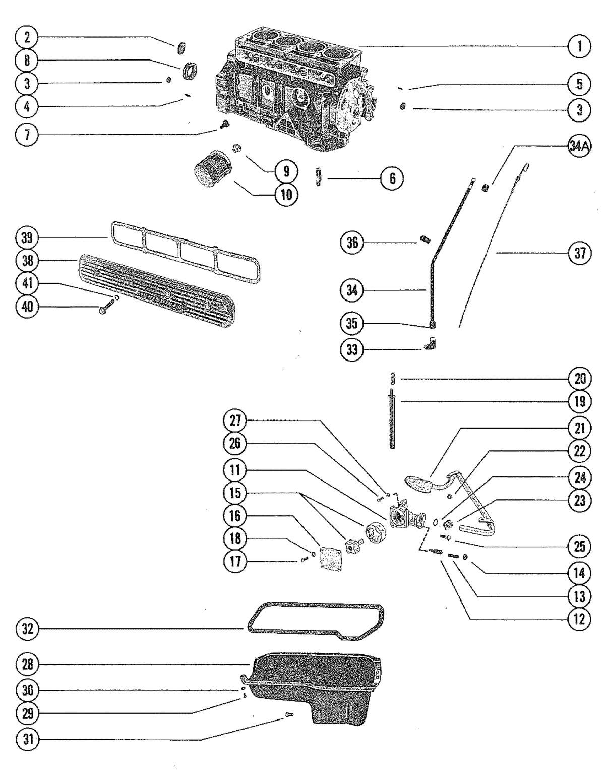 MERCRUISER 470 ENGINE CYLINDER BLOCK ASSEMBLY, OIL PUMP AND OIL PAN