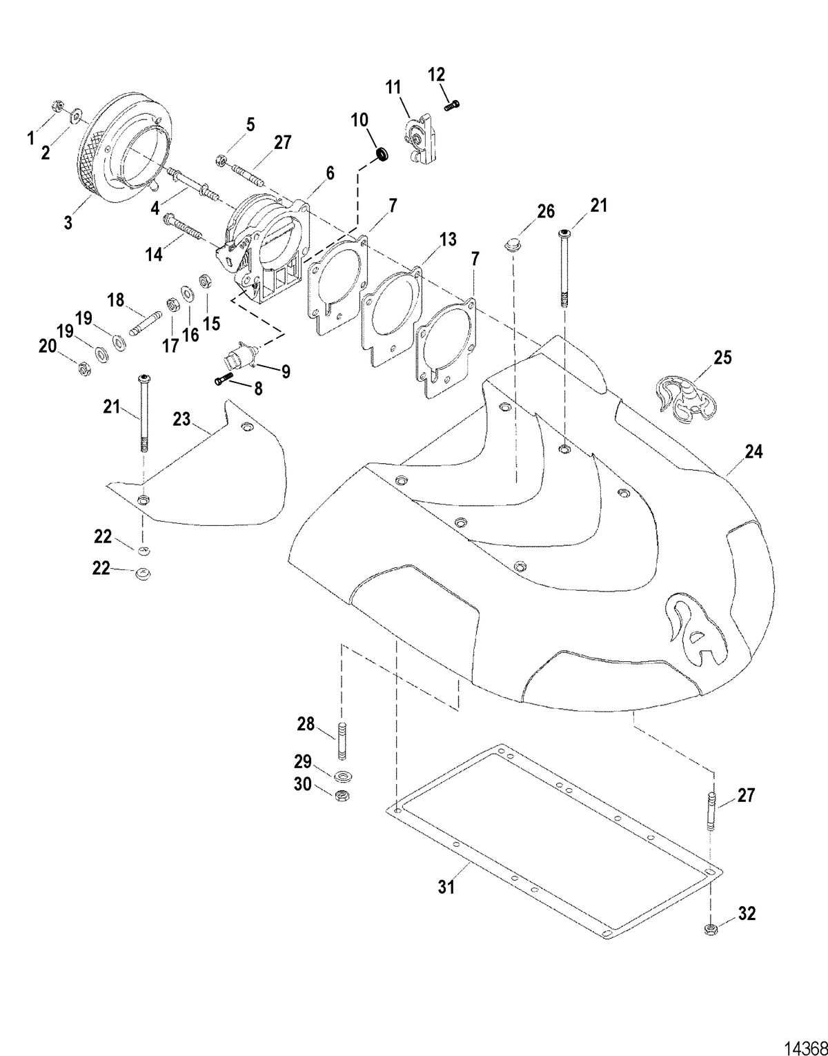 RACE STERNDRIVE SCORPION 377 STERNDRIVE Intake Plenum And Flame Arrestor