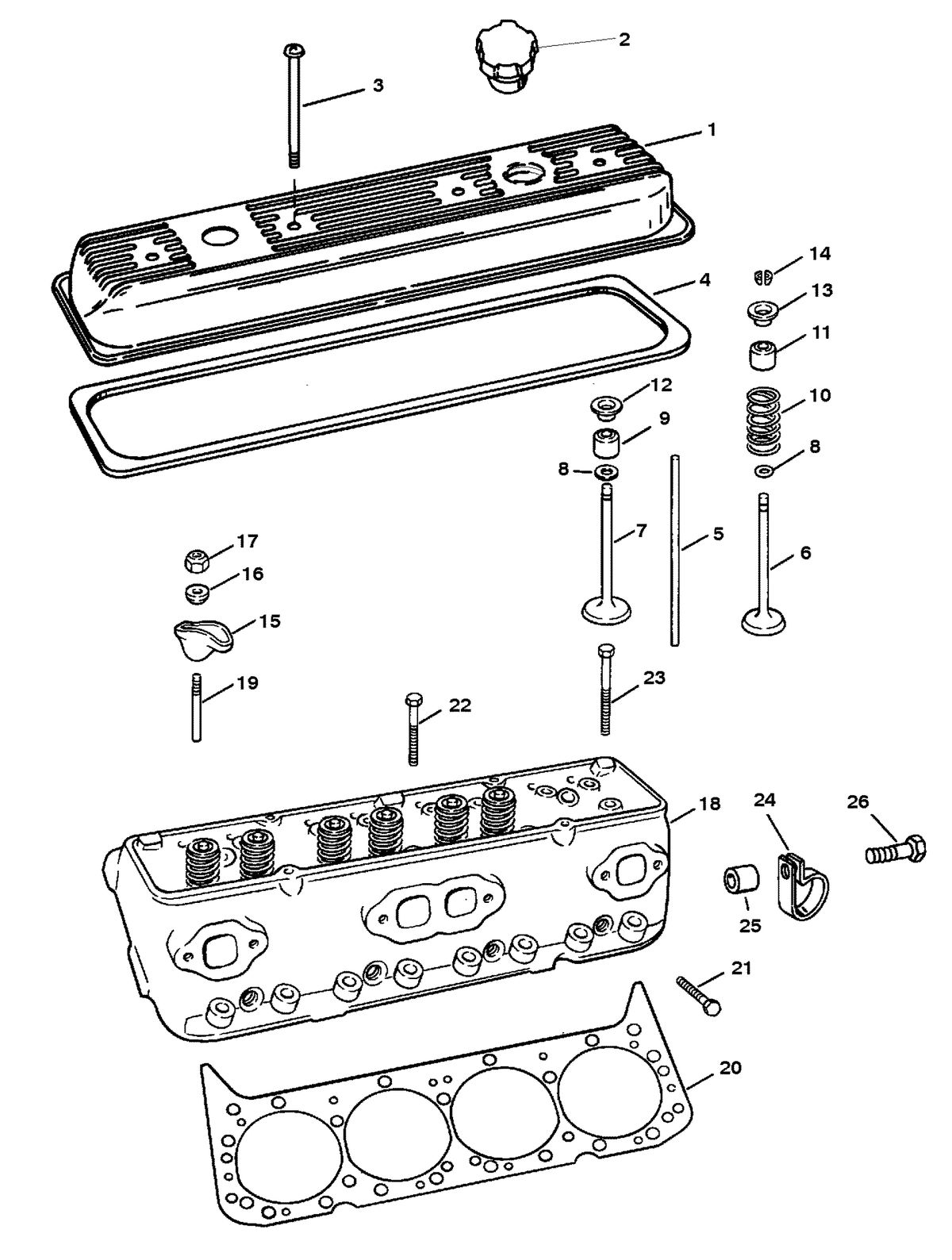 MERCRUISER 350 MAG TOURNAMENT SKI (CARB) CYLINDER HEAD AND ROCKER COVER
