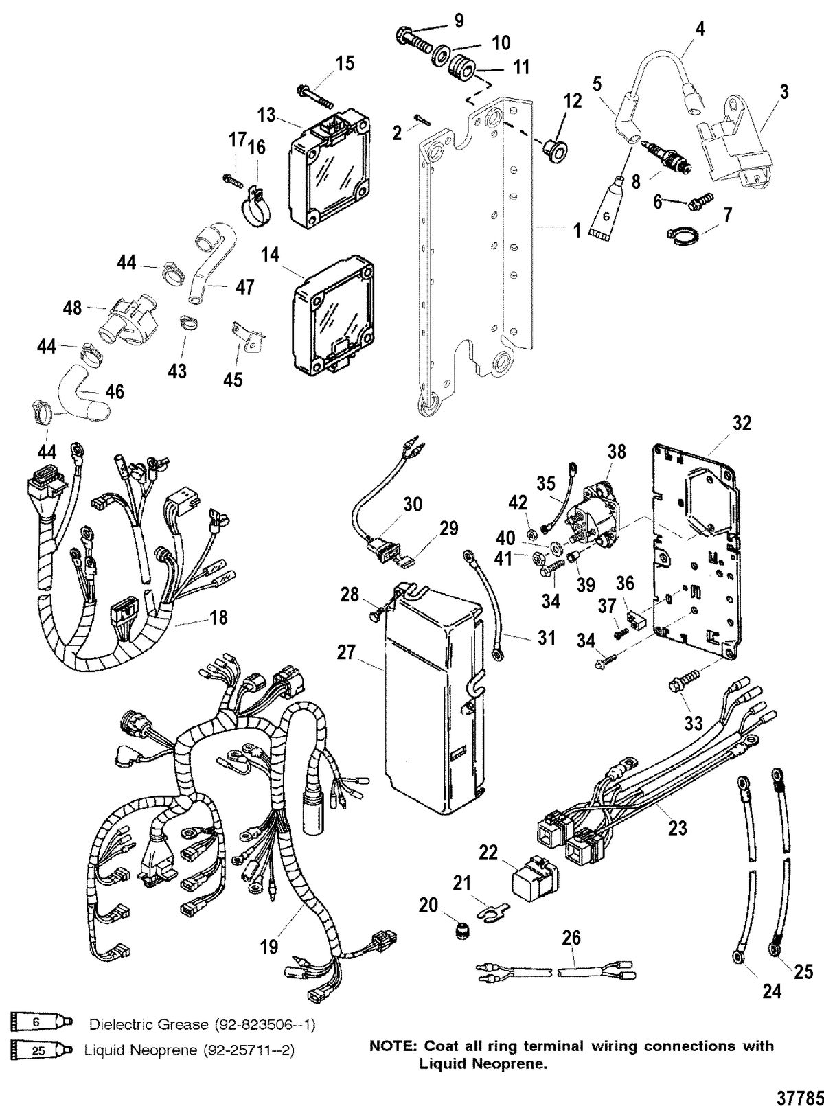 MERCURY/MARINER 225/250 EFI (3.0L) ELECTRICAL COMPONENTS(S/N-0G303046 AND UP)