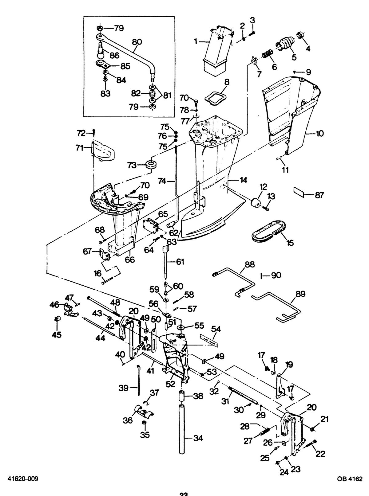 FORCE FORCE 1987 85 HP "B" MODELS MOTOR LEG