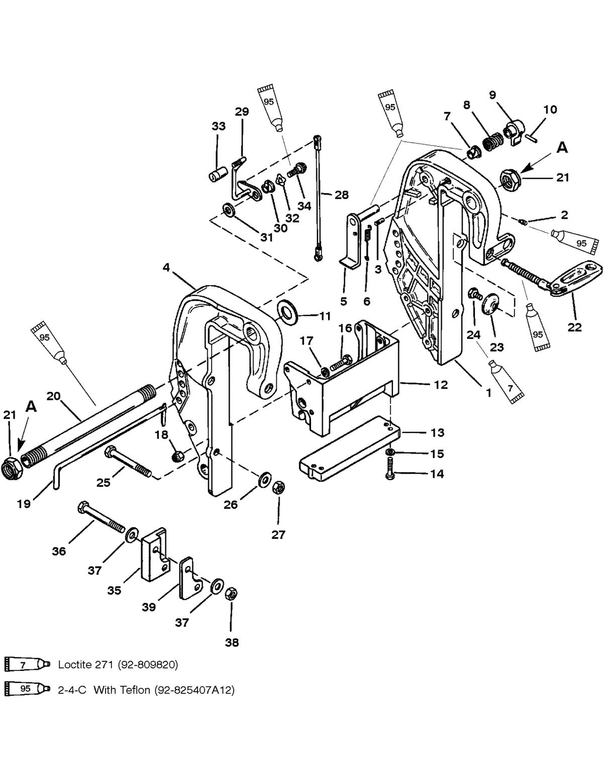 MERCURY/MARINER 40 HP30 JET CLAMP BRACKET (THUMB SCREW DESIGN) (S/N D181999 & BELOW)
