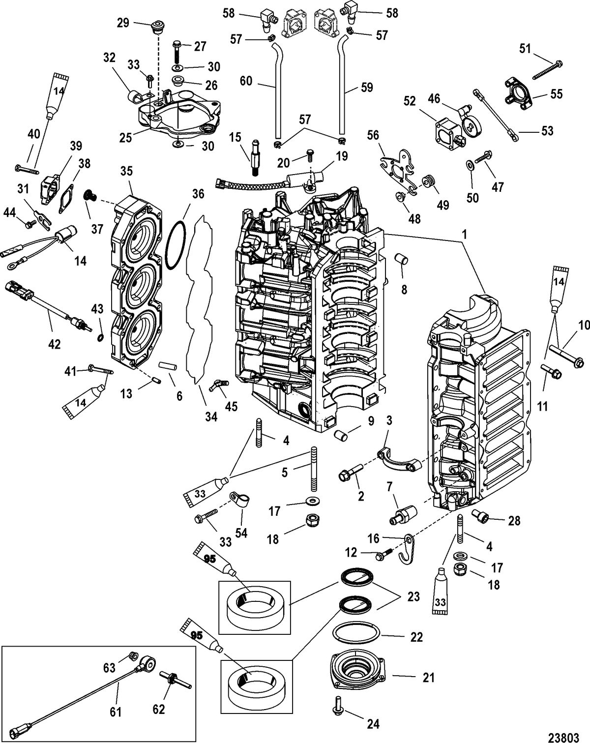 MERCURY/MARINER 200/225/250 (3.0L) EFI Cyliner Block and End Cap