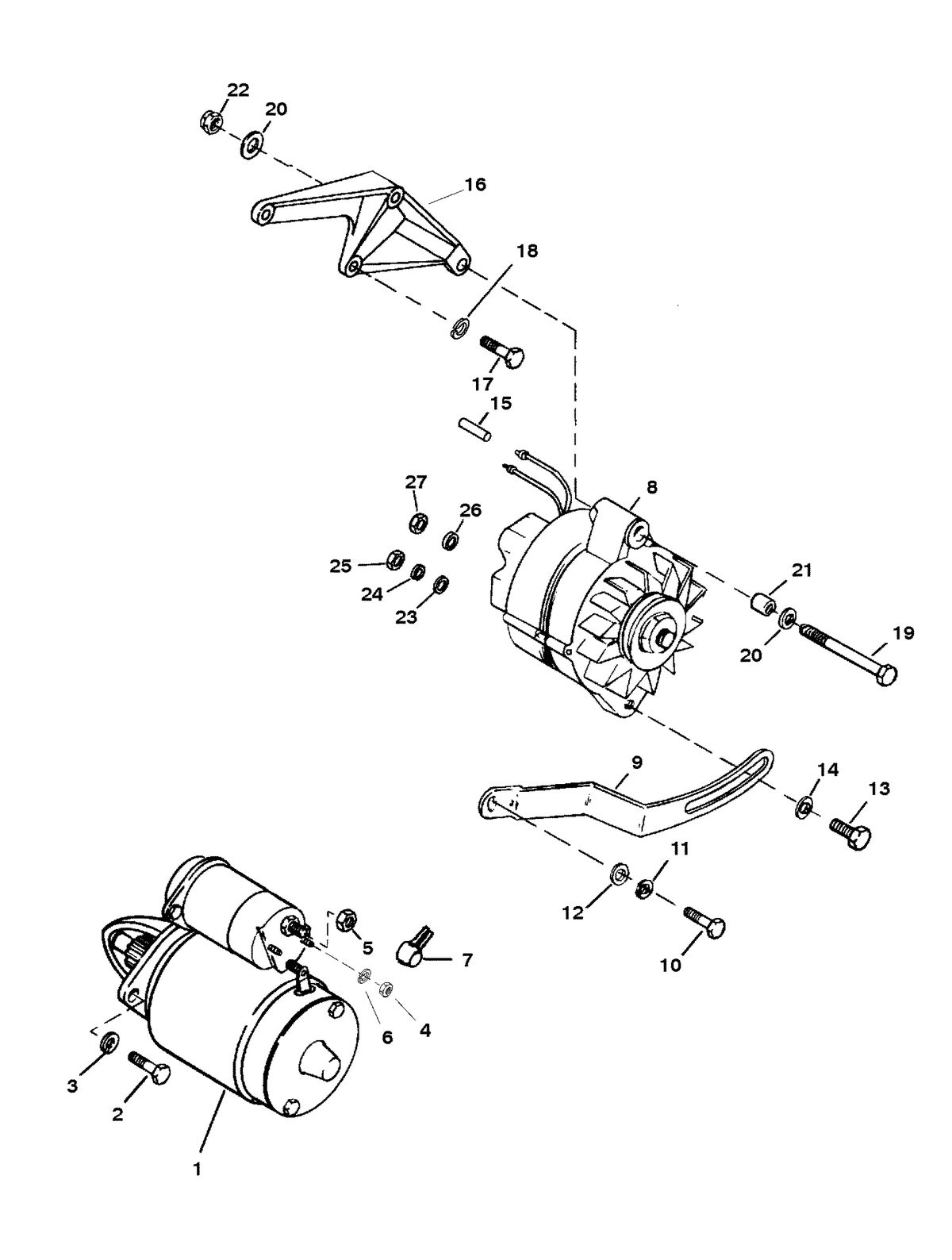 MERCRUISER MIE 7.4L HURTH/BORG WARNER (GEN IV) STARTER MOTOR AND ALTERNATOR