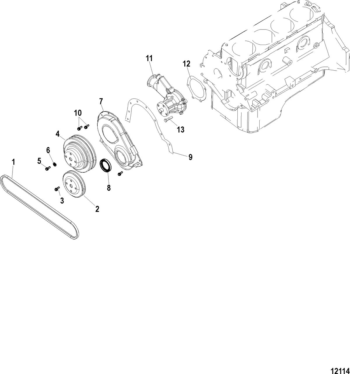 MERCRUISER 3.0L ALPHA ONE Cylinder Block, Front Cover and Circulating Pump