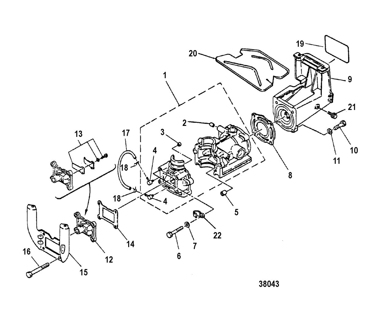 MARINER 2 HP CRANKCASE AND CYLINDER HEAD