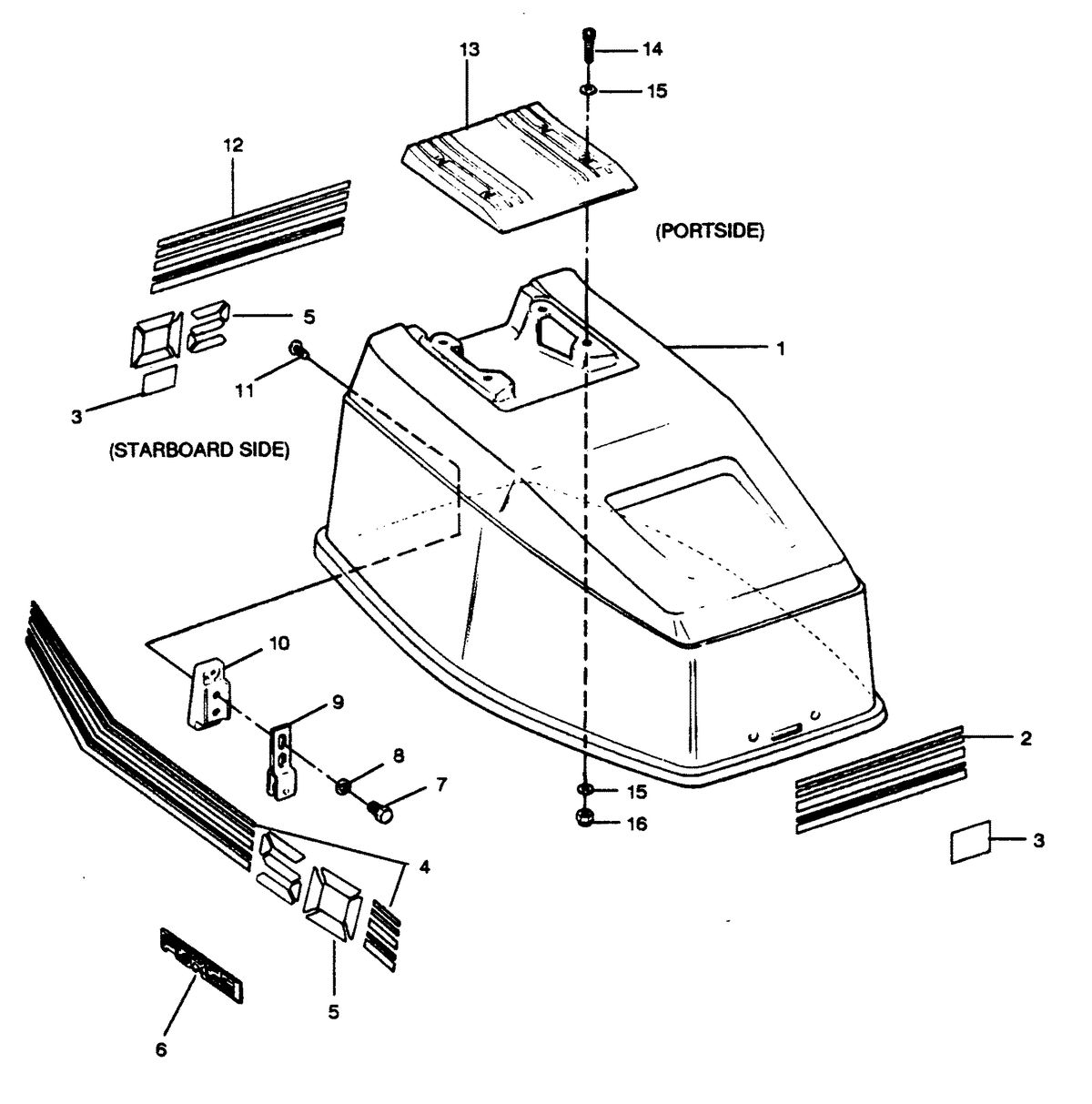 FORCE FORCE 1988 50 H.P. "C" MODELS ENGINE COVER BAYLINER MODELS