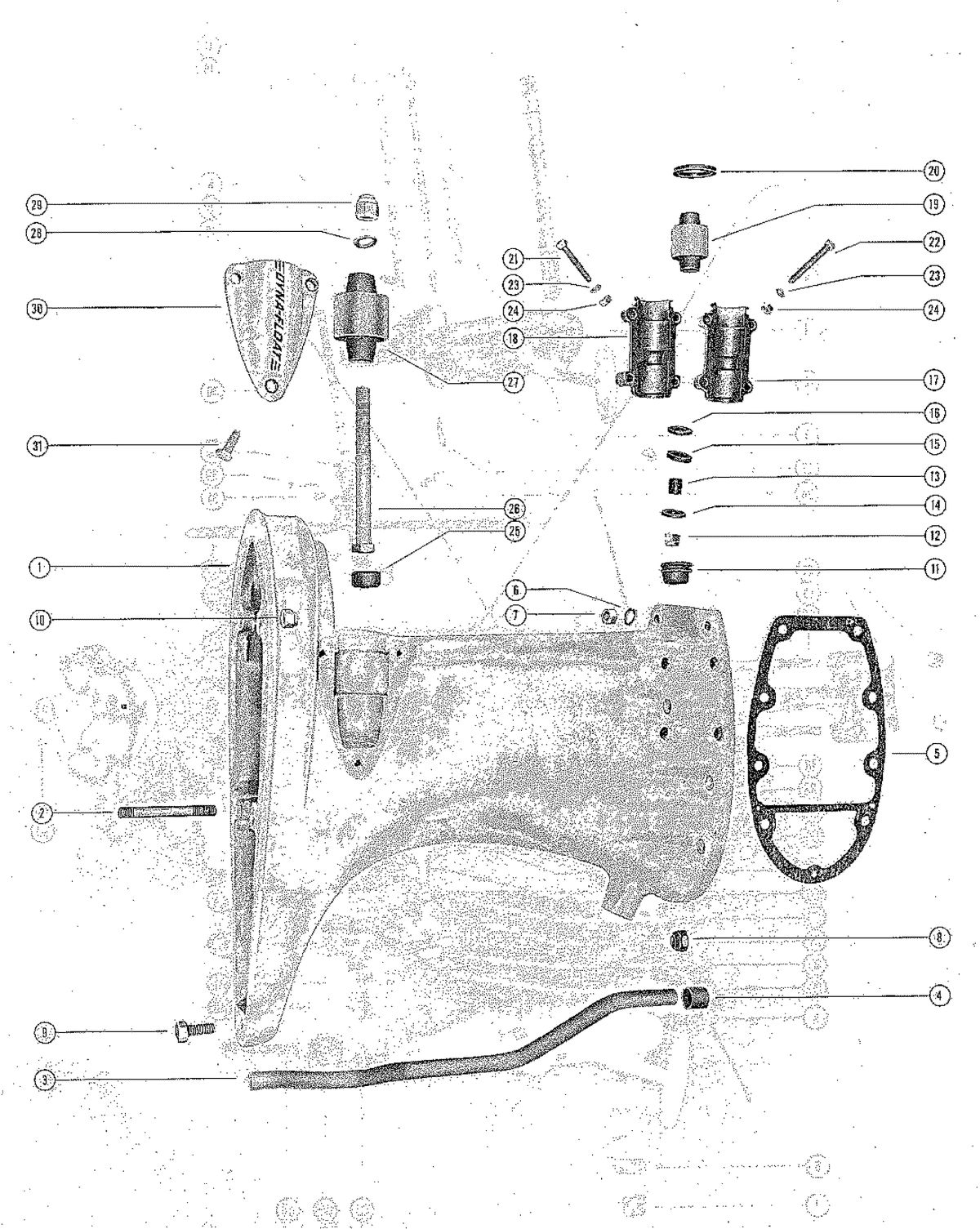 MERCURY MERC 600, 600 EL DRIVE SHAFT HOUSING ASSEMBLY
