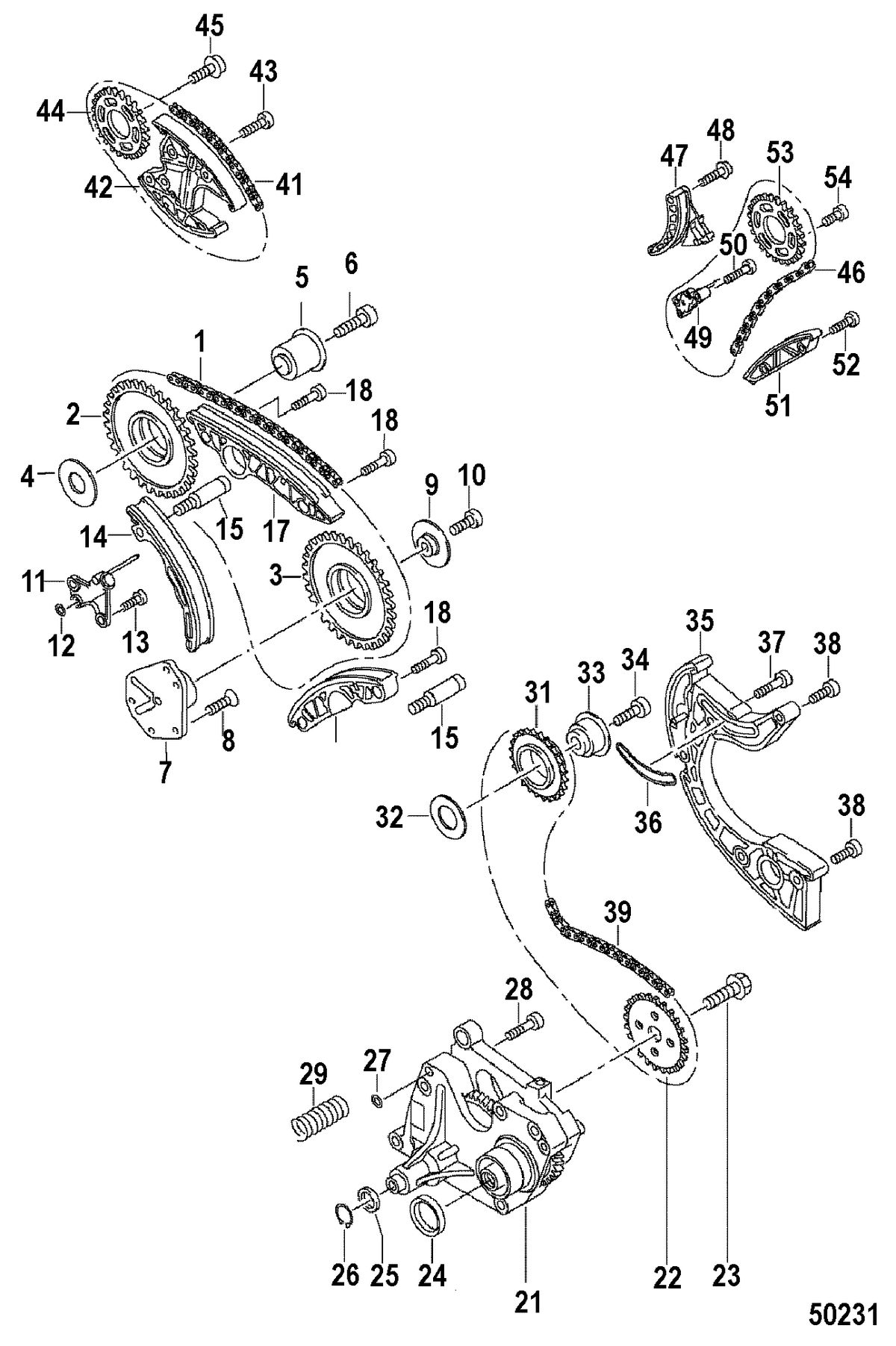MERCRUISER 4.2L TDI TIMING CHAIN AND SLIDE RAIL