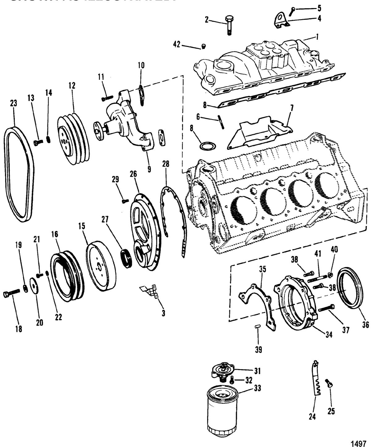 MERCRUISER 200/5.0L/LX 260/5.7L 350 MAG ALPHA/BRAVO INTAKE MANIFOLD AND FRONT COVER(DESIGN I)