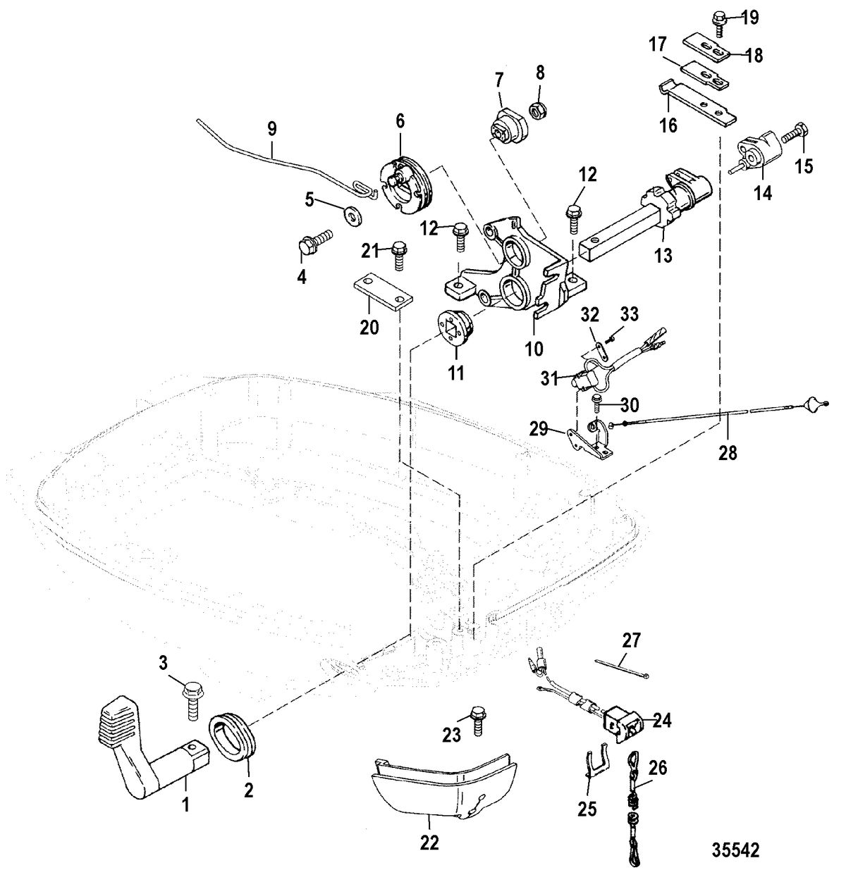 MERCURY/MARINER 15 (4-STROKE) Throttle Linkage, Handle Models