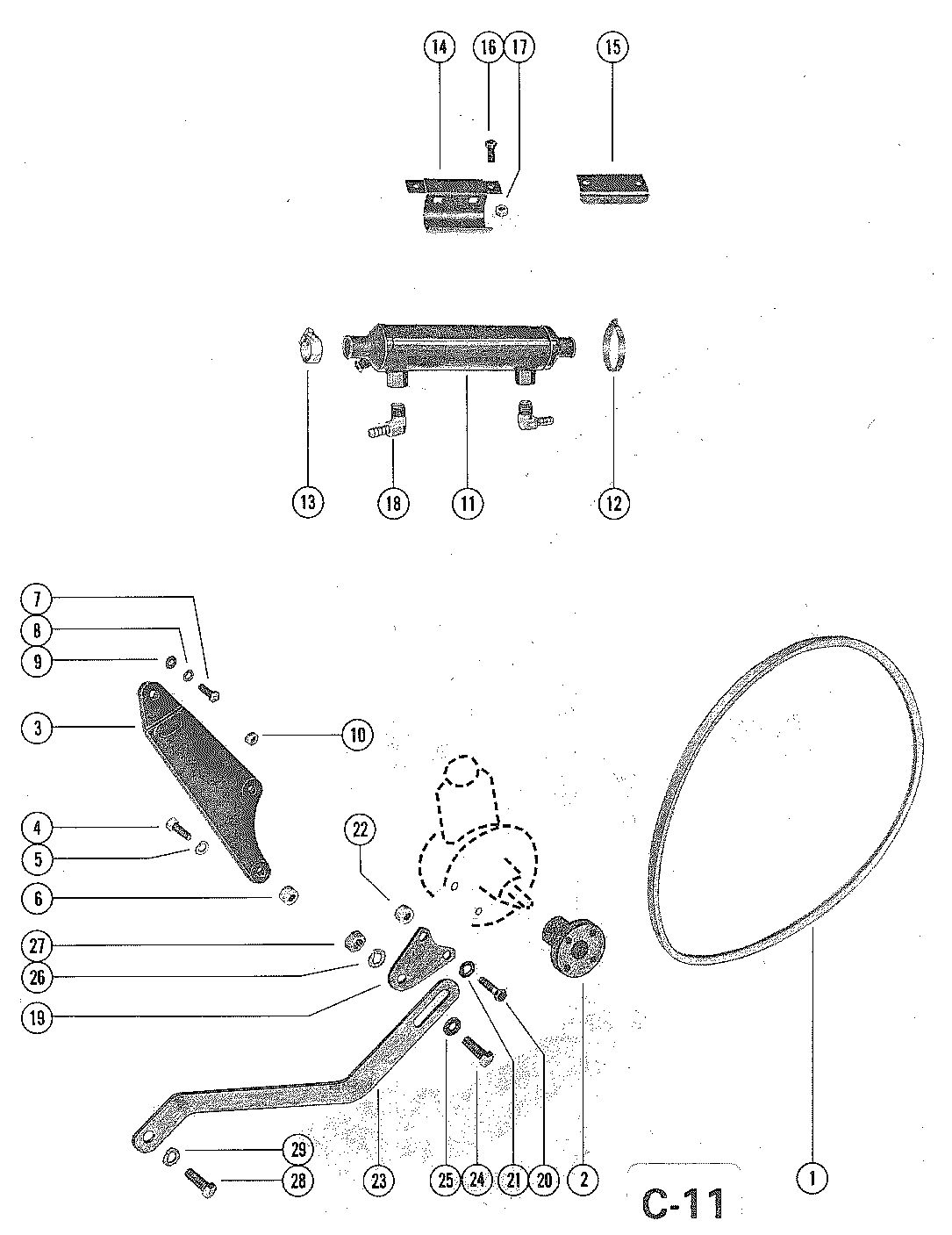 MERCRUISER 228 ENGINE (G.M.) POWER STEERING COMPONENTS