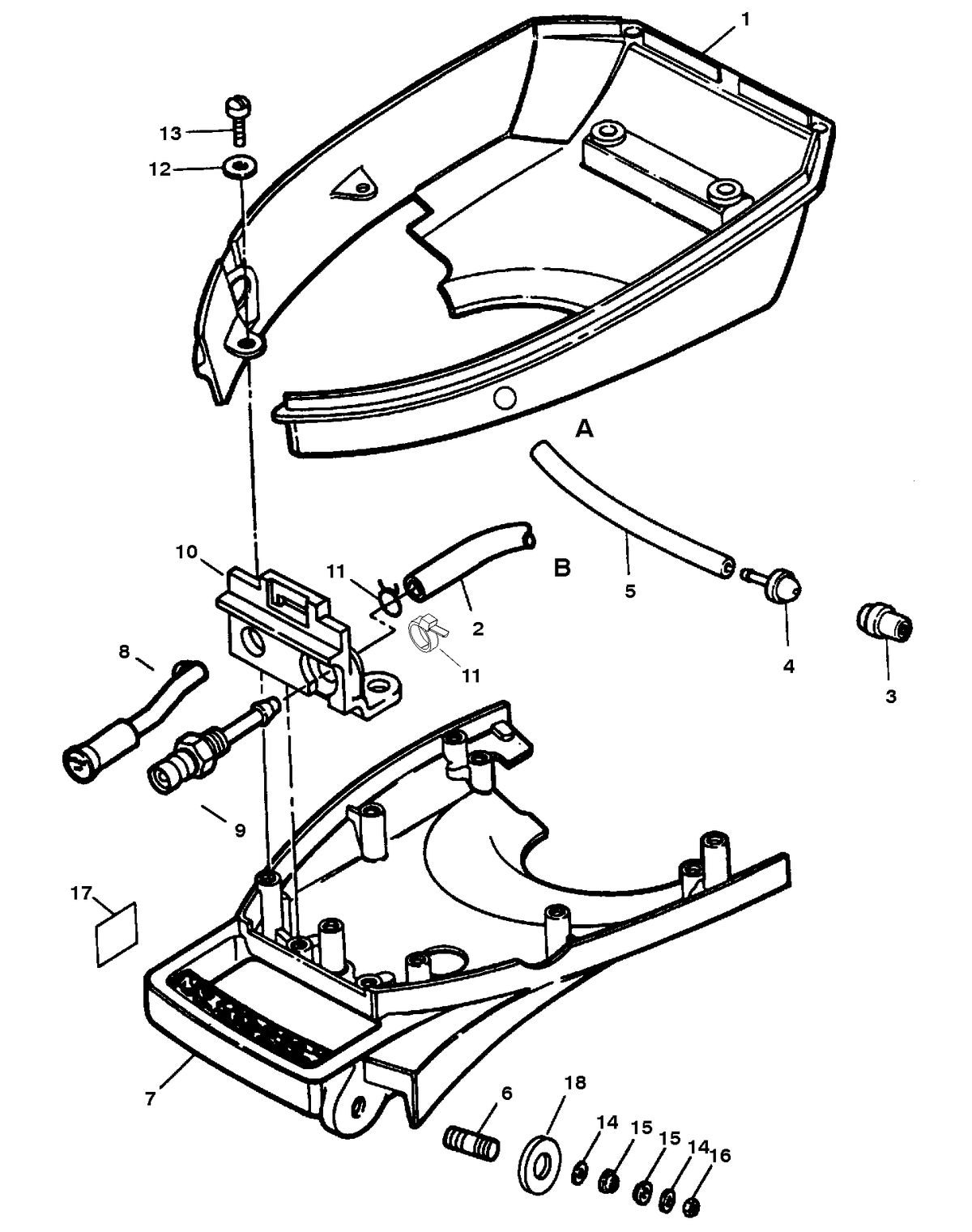 SEARS 5 H.P (OUTBOARD MOTOR) BOTTOM COWL AND SUPPORT PLATE