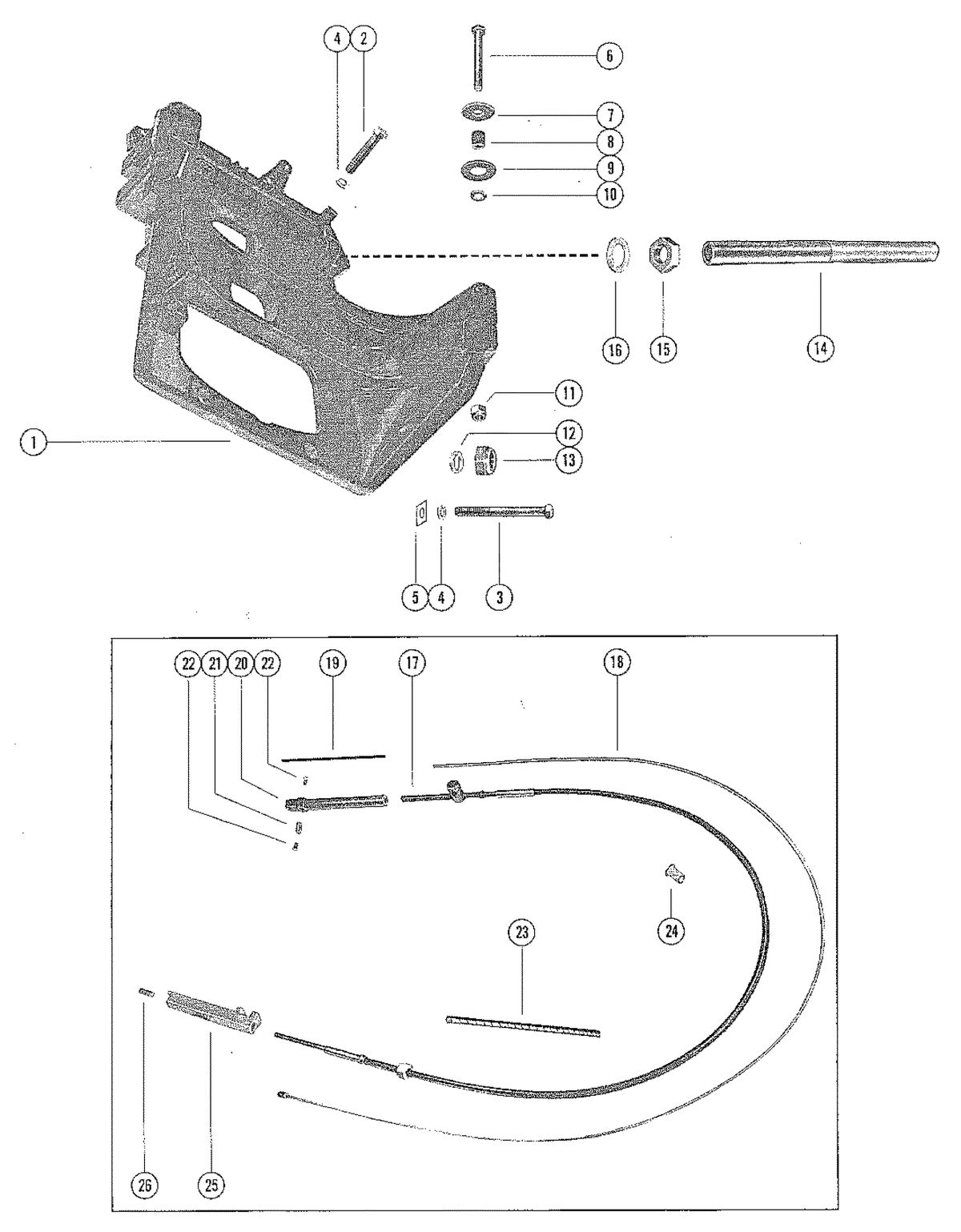 MERCRUISER 120/140/165 STERN DRIVE TRANSOM PLATE AND SHIFT CABLE