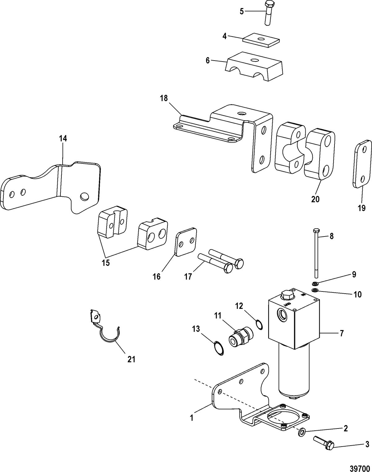 MERCRUISER 5.0L, 350, 377 MAG MPI STERNDRIVE AXIUS Steering, Fluid Filter (High Pressure)