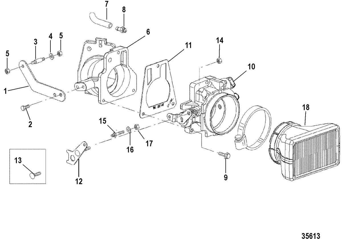MERCRUISER 7.4L MPI BRAVO L29 (GEN VI) THROTTLE BODY AND LINKAGE