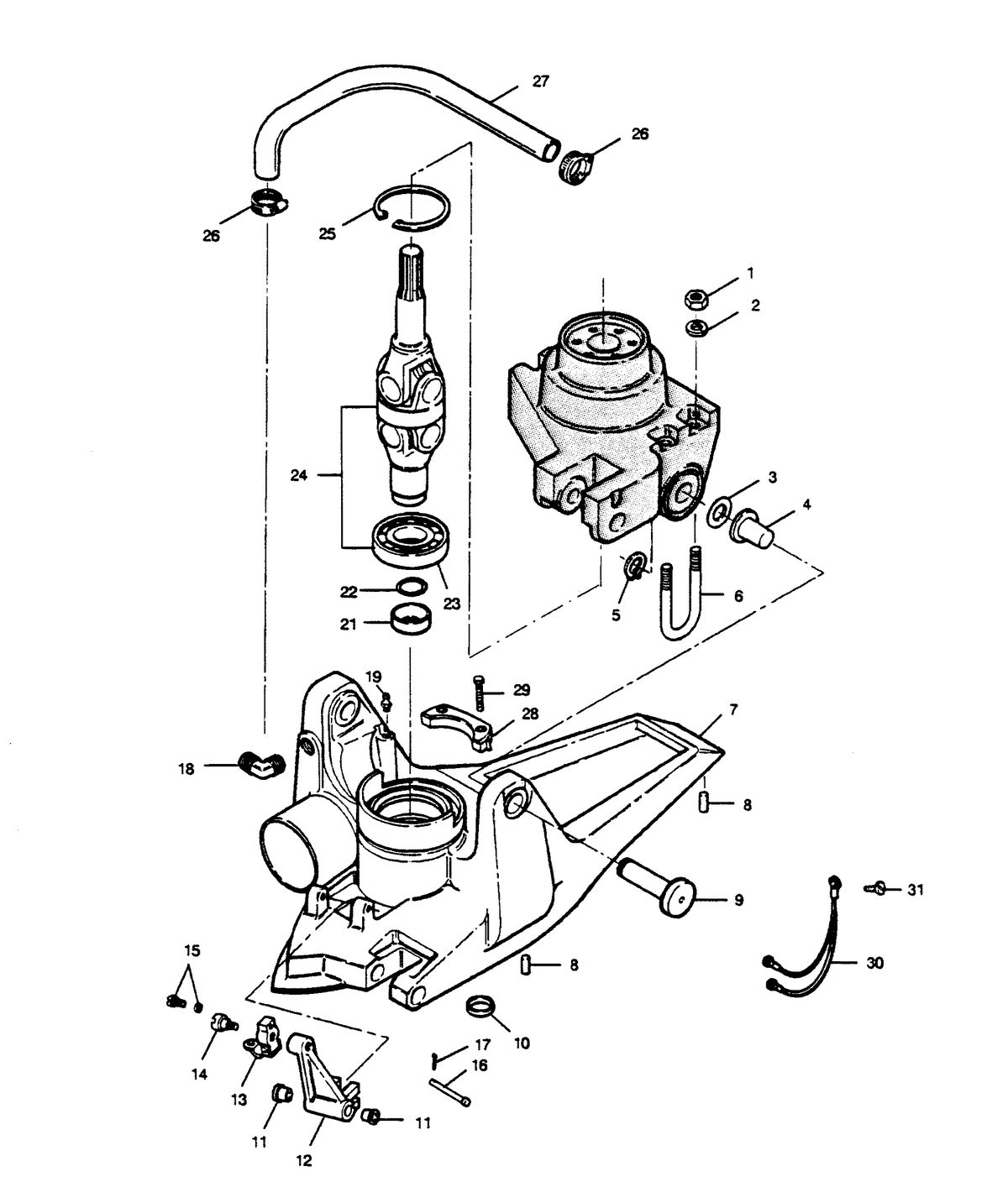 FORCE FORCE 1989 125 H.P. "B" MODELS-L-DRIVE U-JOINT AND HOUSING