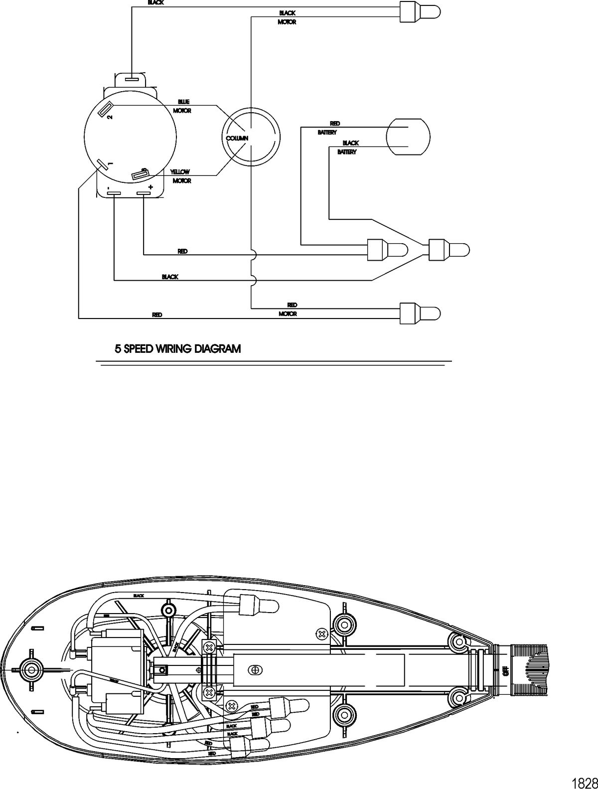 TROLLING MOTOR MOTORGUIDE FRESH WATER SERIES Wire Diagram(Model FW54HP) (Without Quick Connect)