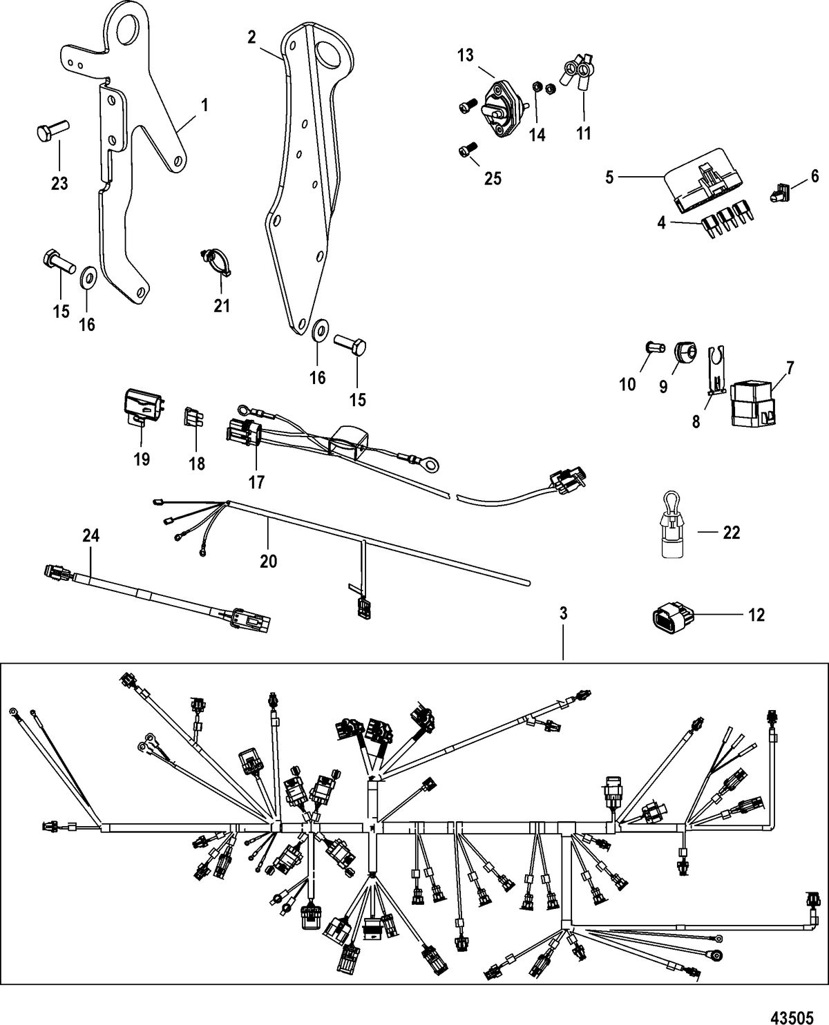 MERCRUISER 8.2 HORIZON / 8.2 HO EC Wiring Harness and Lifting Brackets