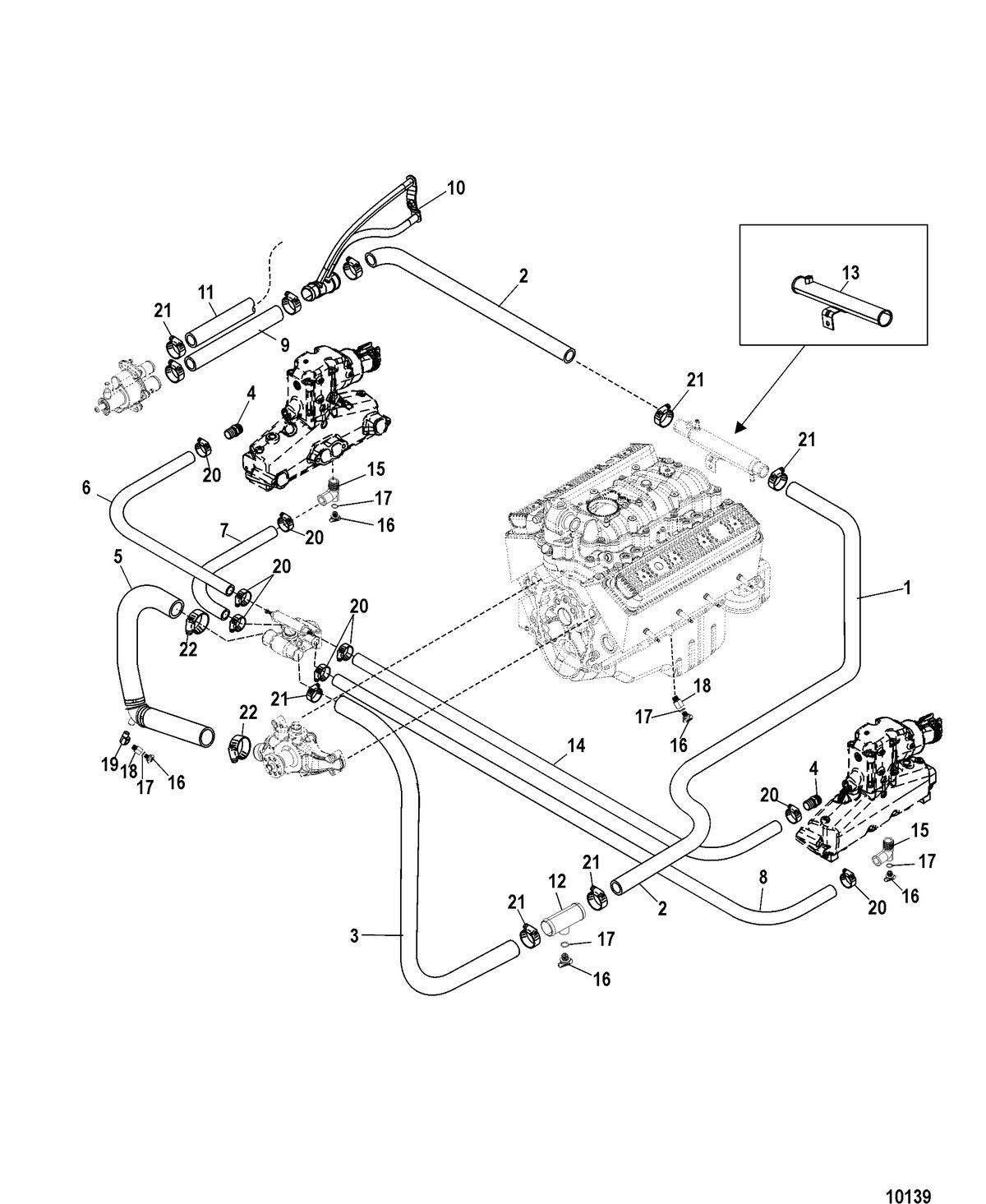 MERCRUISER MPI STERNDRIVE Standard Cooling System (BRAVO)(7 Point Drain)