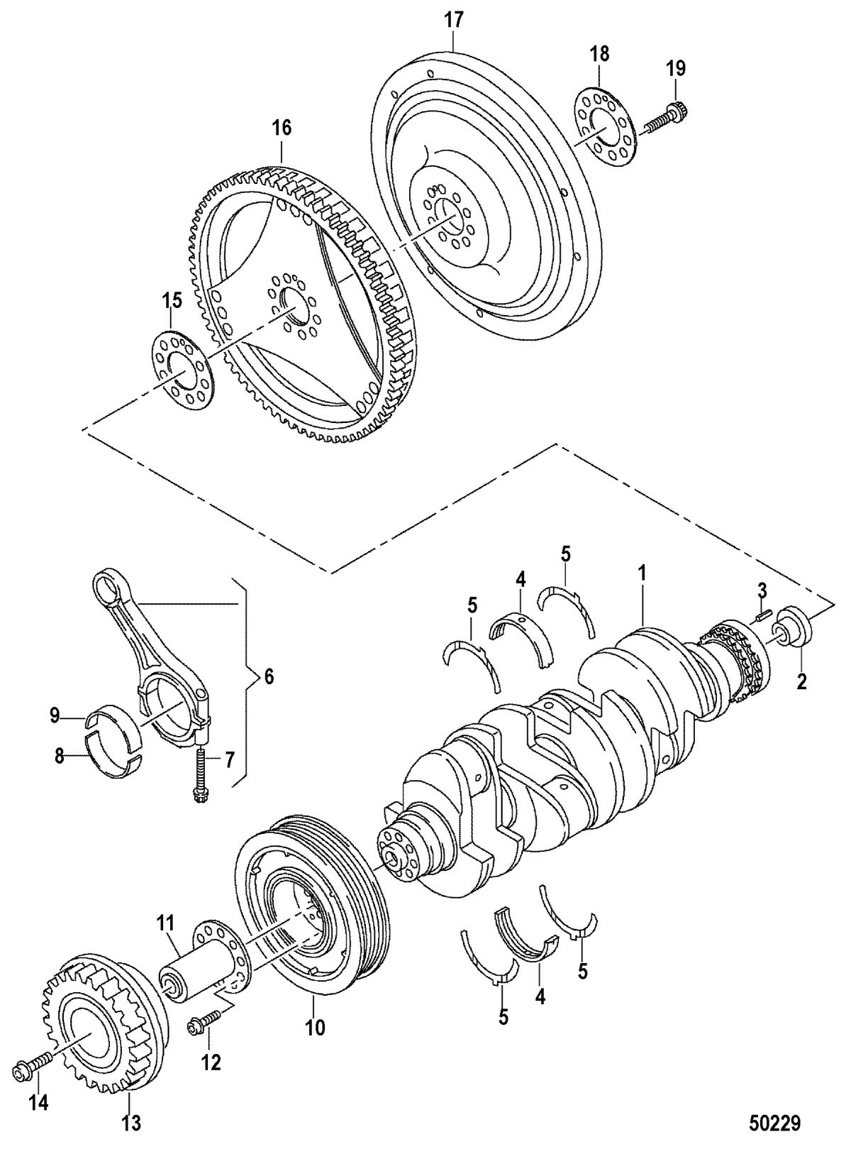 MERCRUISER VW TDI 4.2L ENGINE COMPONENTS, Crankshaft/Connecting Rod Bearings