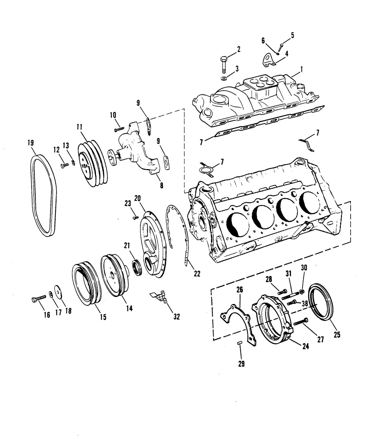 MERCRUISER 300 TEMPEST (MR/TR) ENGINE INTAKE MANIFOLD AND FRONT COVER