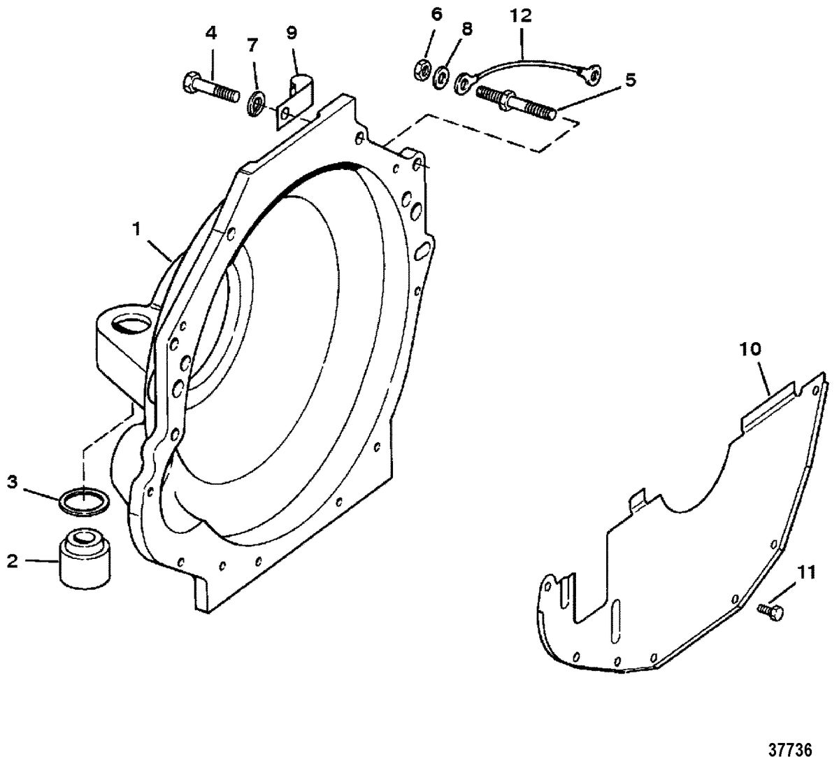 MERCRUISER 200/5.0L/LX 260/5.7L 350 MAG ALPHA/BRAVO FLYWHEEL HOUSING