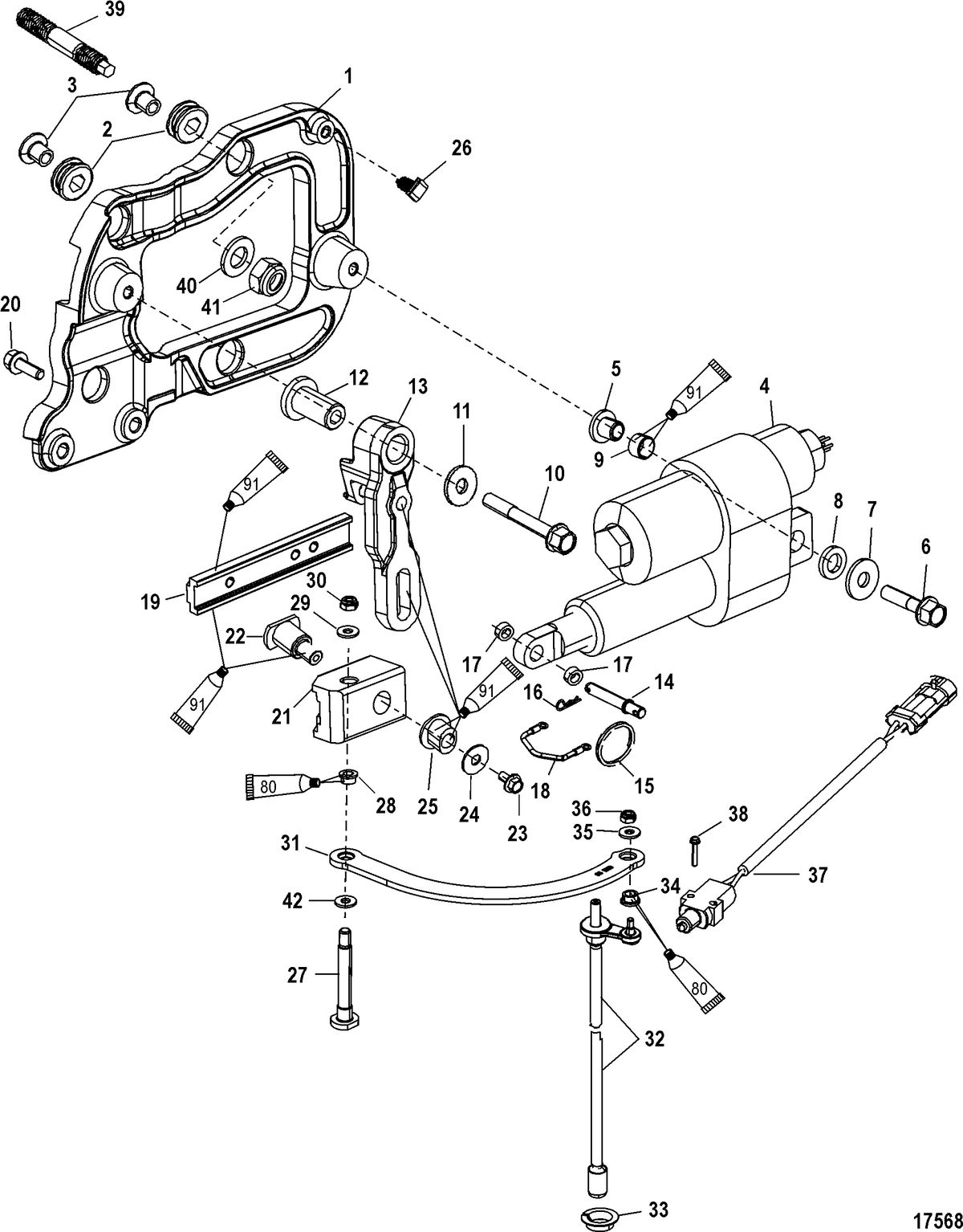 MERCURY/MARINER 135/150/175 4-STROKE Shift Components(Serial Number 1B290523 and Up)
