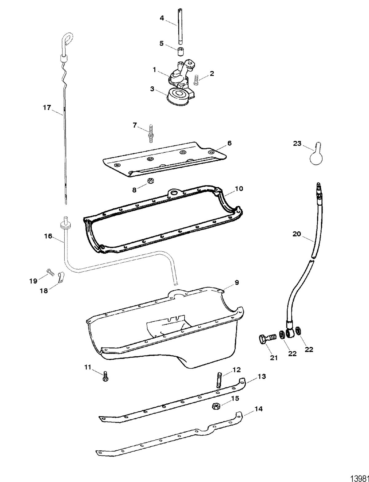 MERCRUISER 5.7L COMPETITION SKI ENGINE (GEN +) OIL PAN AND OIL PUMP