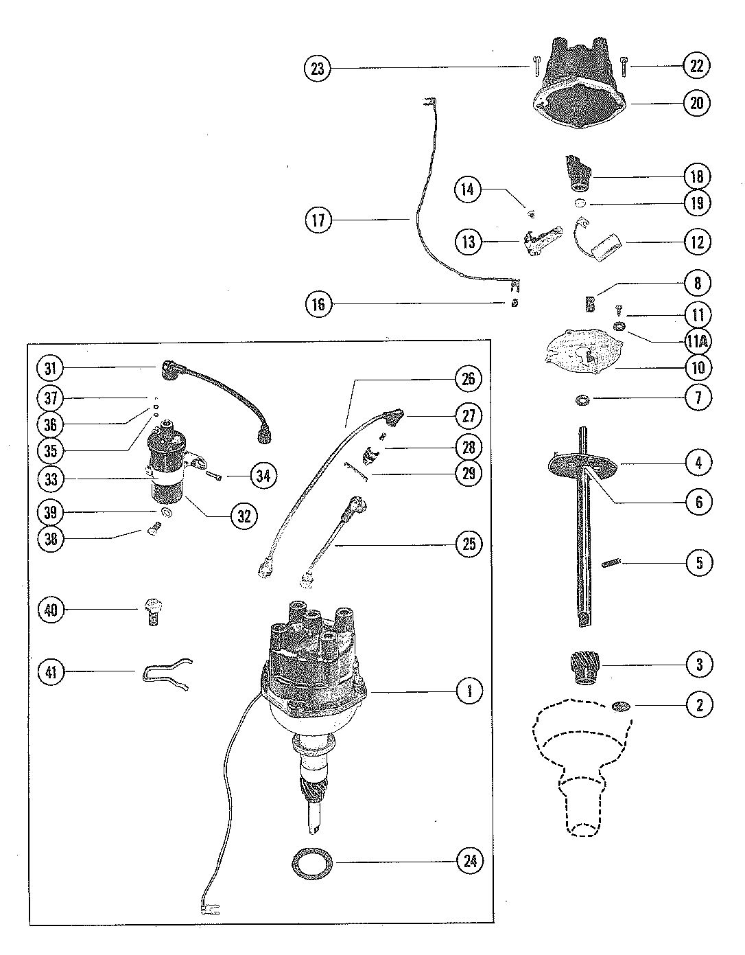 MERCRUISER 140 ENGINE DISTRIBUTOR ASSEMBLY AND COIL