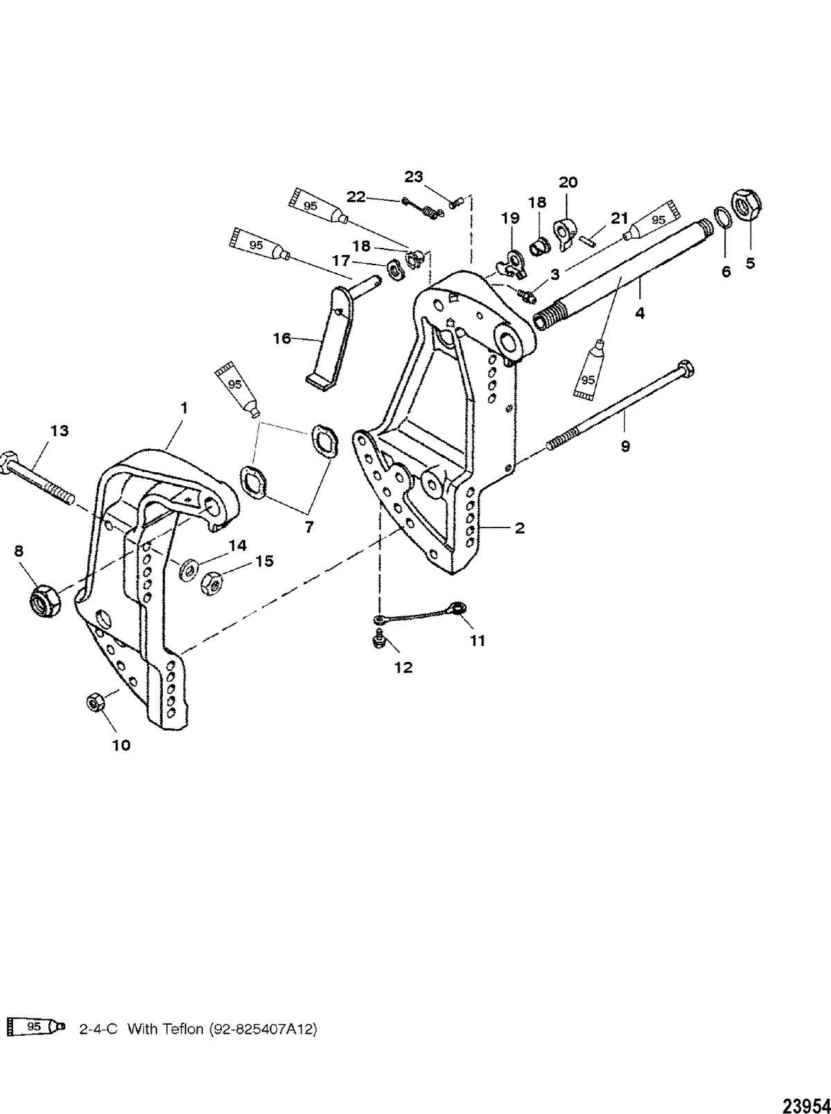 MERCURY/MARINER 225 AND 225 SEAPRO/MARATHON (3.0L CARB) TRANSOM BRACKETS(S/N-0G589999 AND BELOW)
