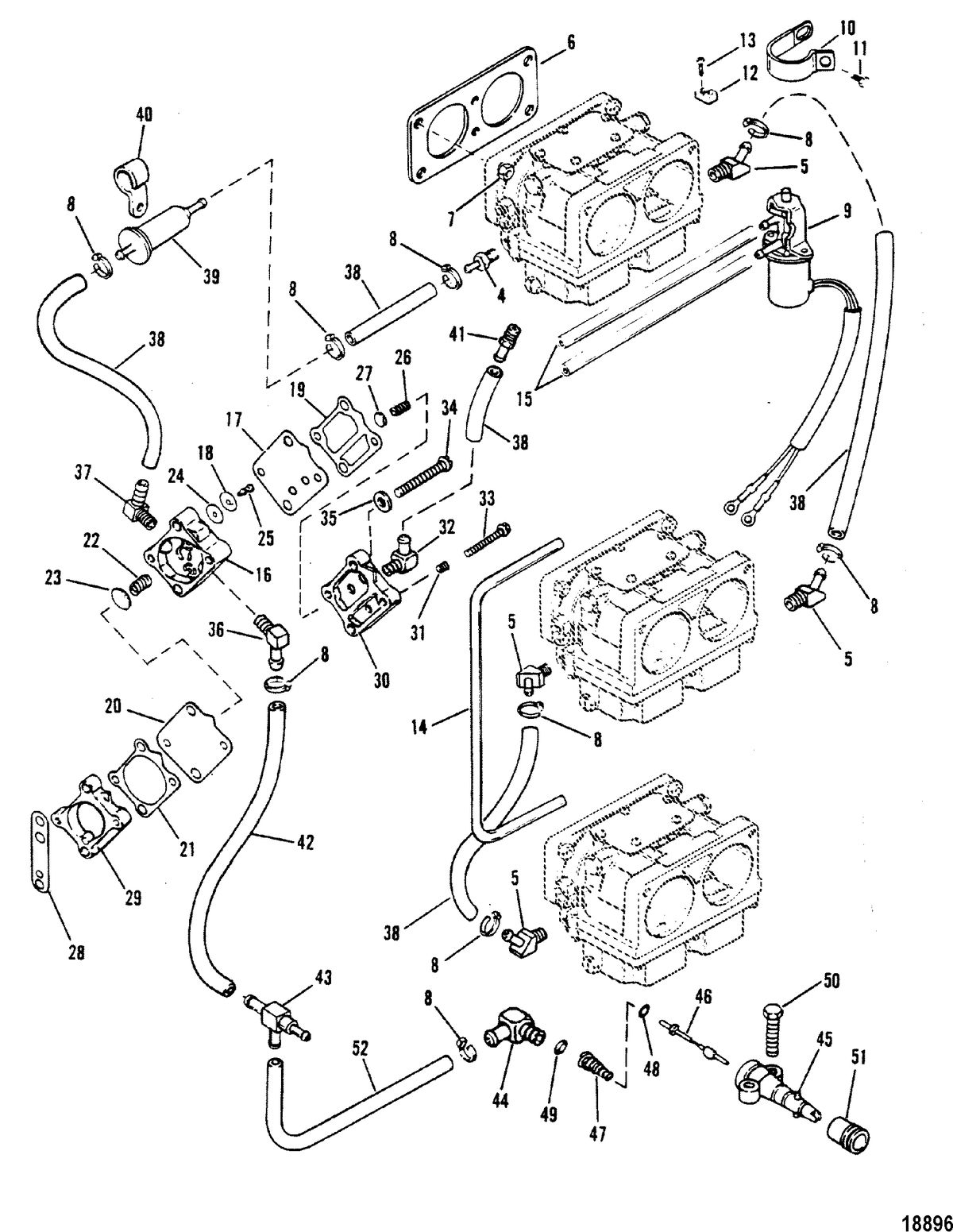 MERCURY/MARINER 175 H.P. V-6 (1976-1988 COMBINED BOOKS) Fuel Pump(Design III Square Fuel Pump)