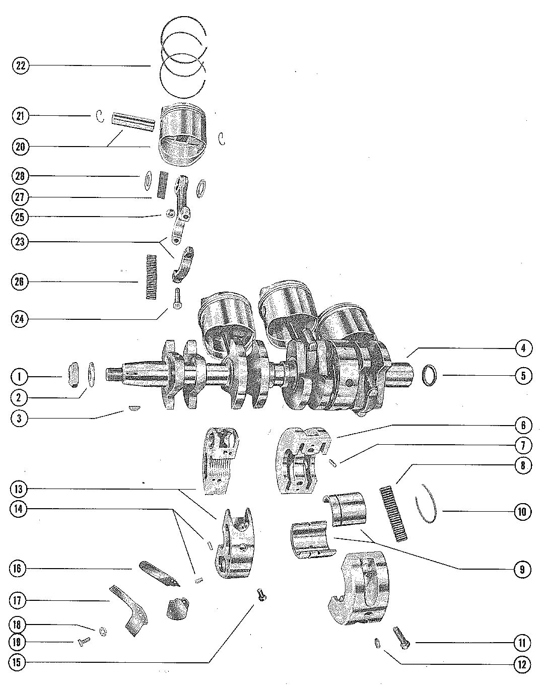 MERCURY MERC 400 CRANKSHAFT, PISTON AND CONNECTING ROD