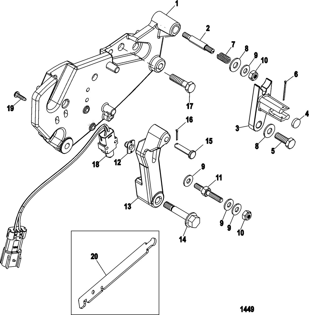 MERCRUISER 5.0L,350 MAG,MX 6.2L MPI STERNDRIVE Shift Bracket(BRAVO)(SN-0M659999 and Below)