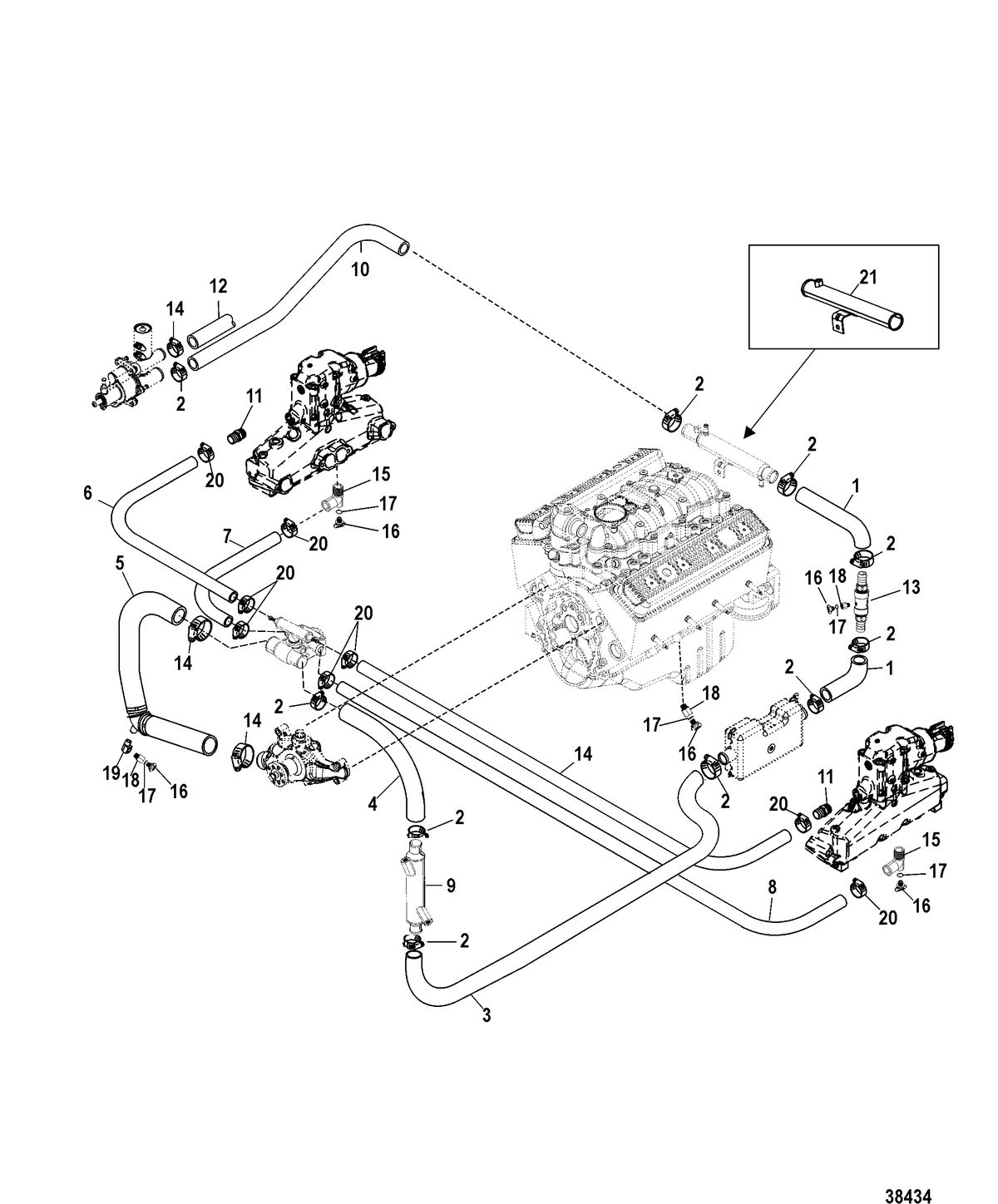 MERCRUISER 383 STROKER SCORPION BRAVO Standard Cooling System