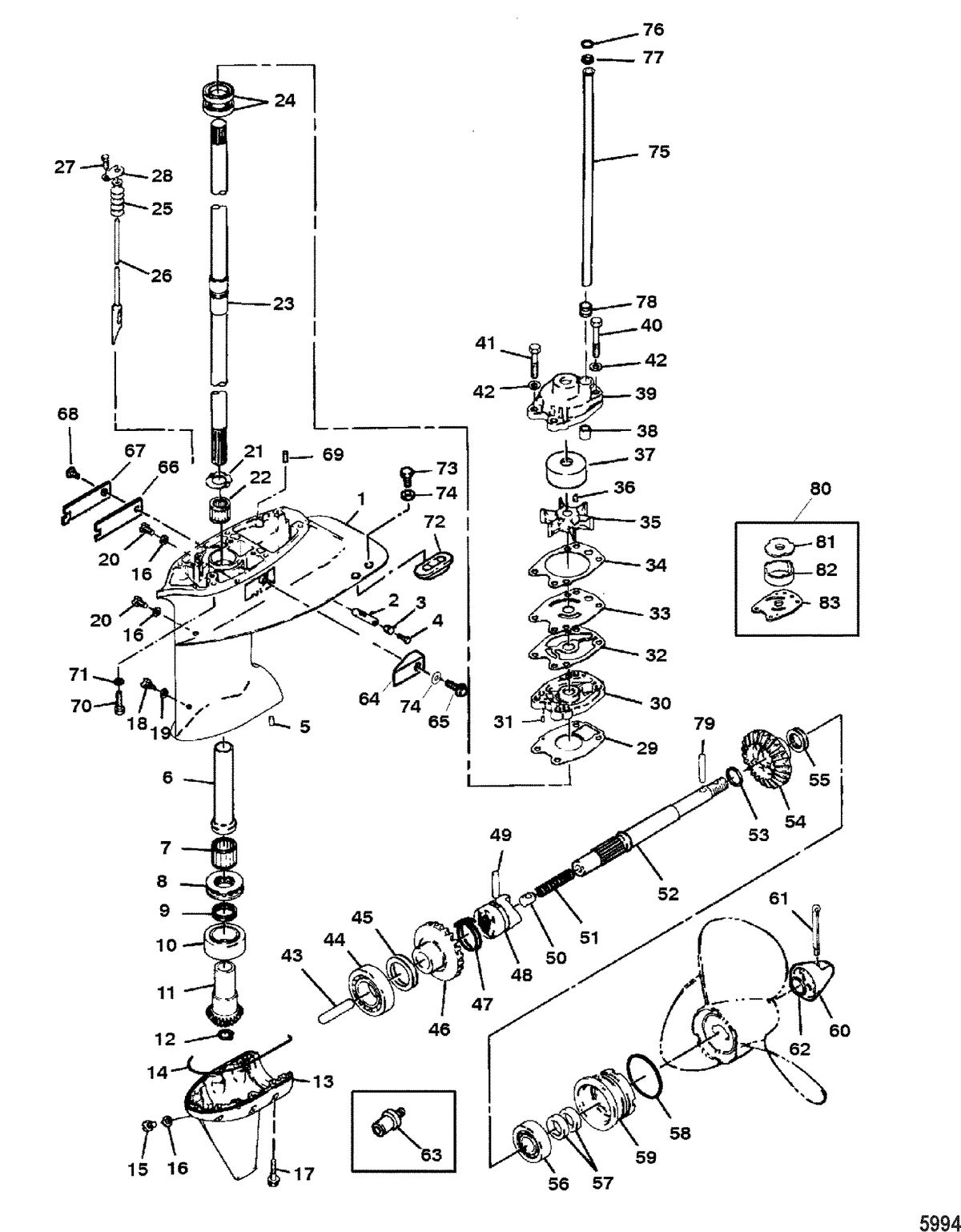 MARINER 40HP KEROSENE Gear Housing Assembly