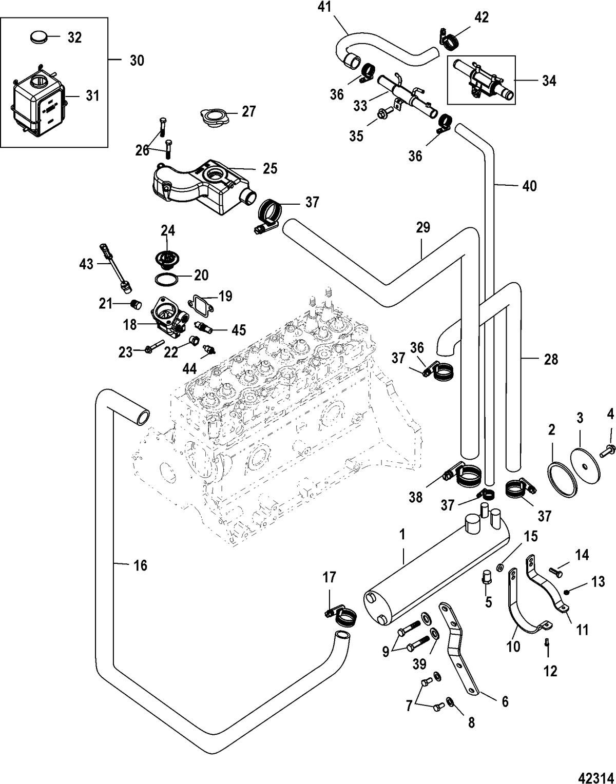 MERCRUISER 3.0L ALPHA ONE Closed Cooling System