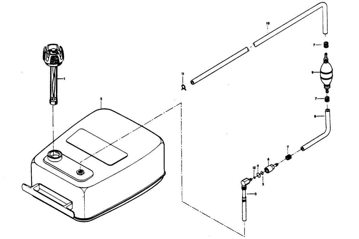 CHRYSLER 85 H.P. FUEL TANK AND LINE