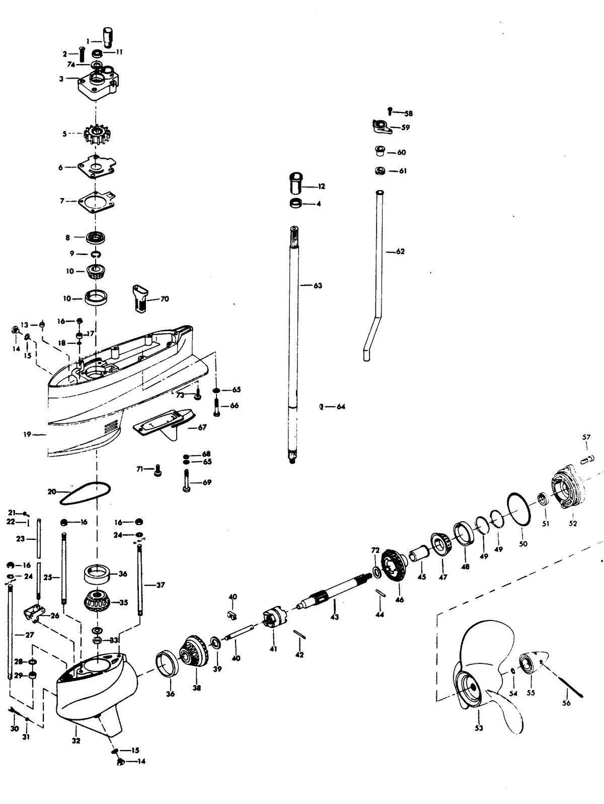 CHRYSLER 75 H.P. GEAR HOUSING