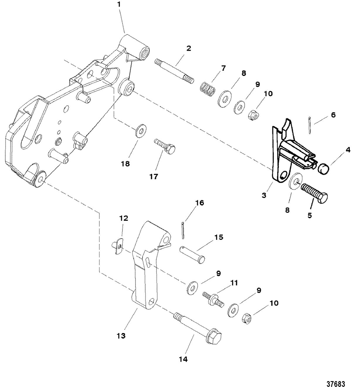 MERCRUISER 5.7L 2BBL 5.7LX 4BBL 350 MAG ALPHA/BRAVO SHIFT BRACKET(BRAVO ENGINES)